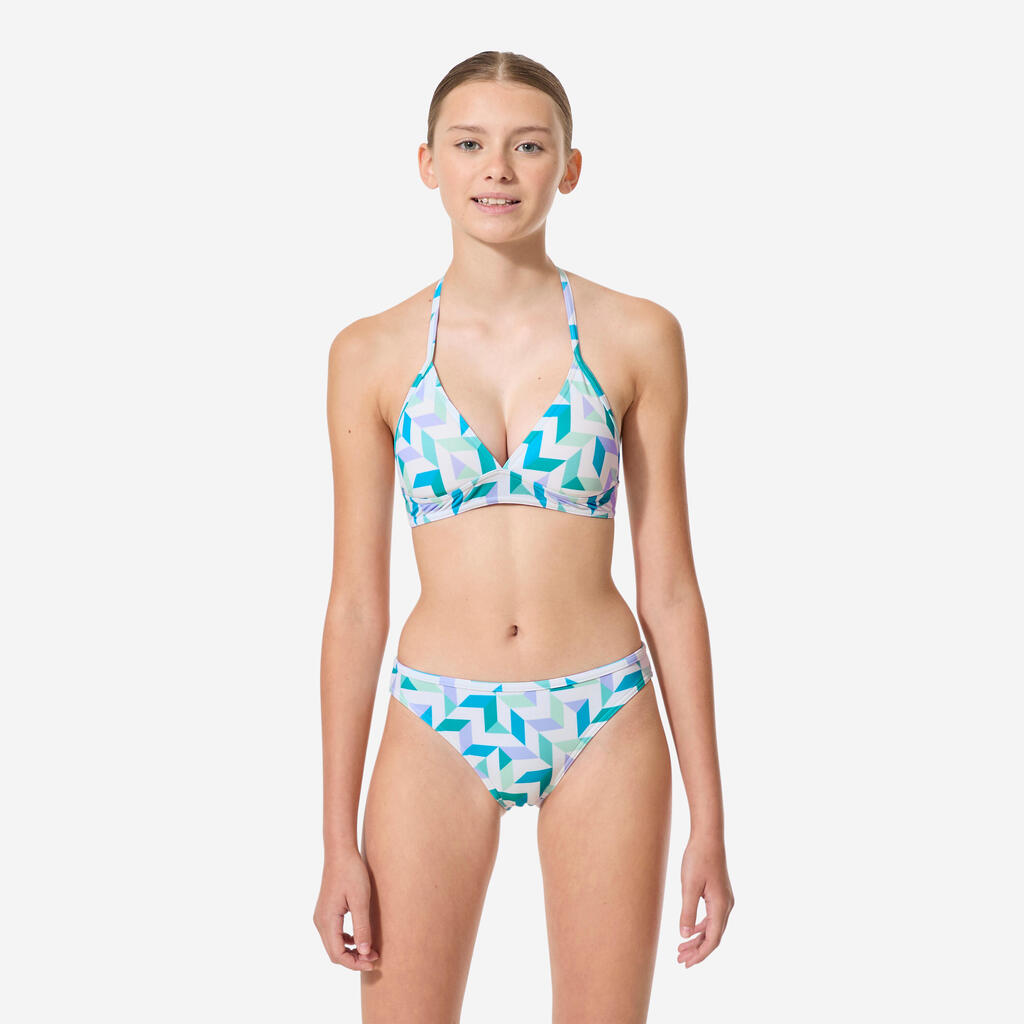 Girls’ surfing 2-piece swimsuit, Tali Geomina turquoise