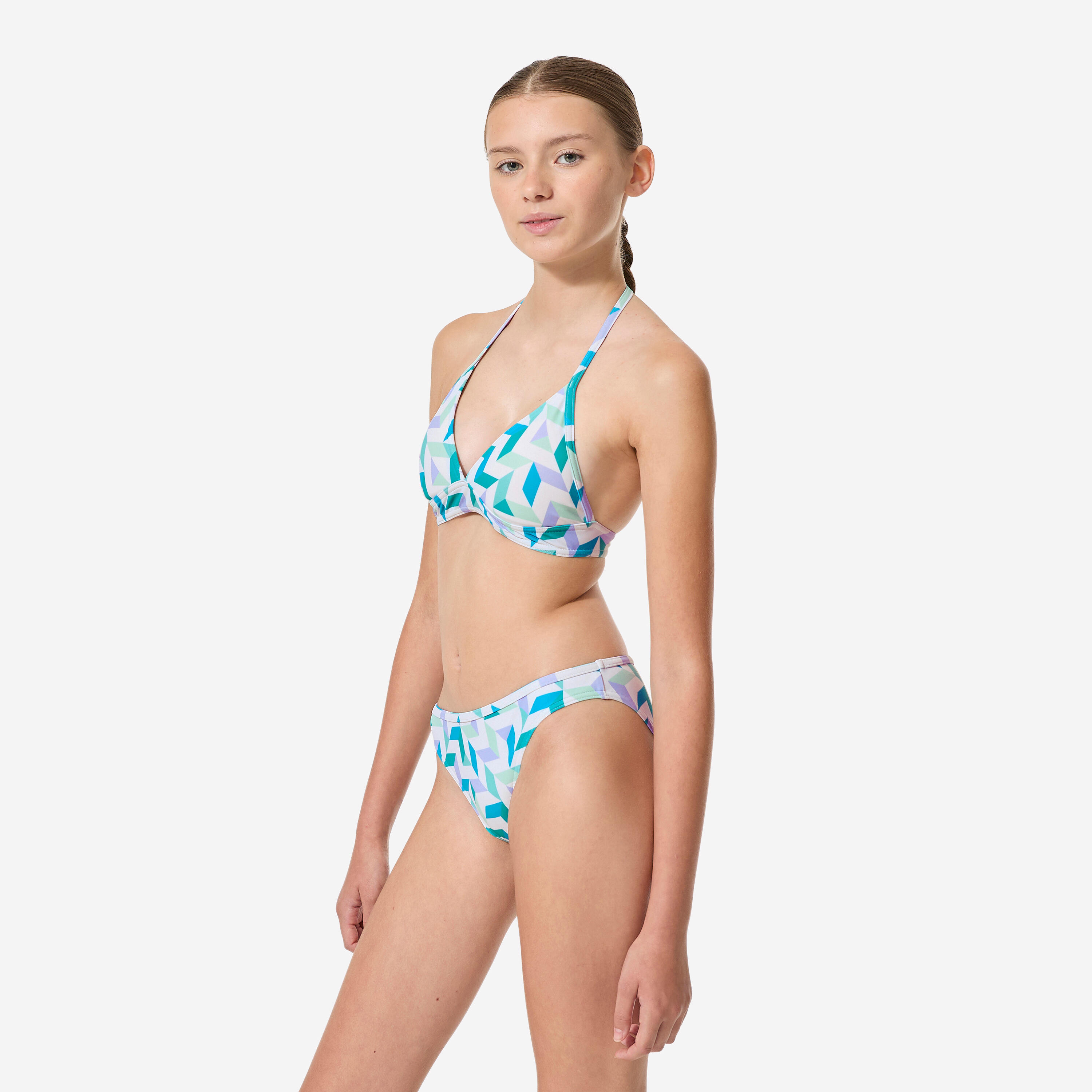 Maillot 2 pièces surf fille, Tali Geomina turquoise 3/6