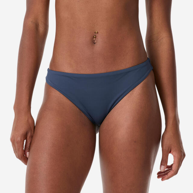 Bikinibroekje voor surfen dames string met plooitjes Mini marineblauw