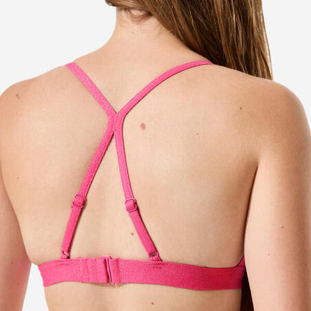 Верх купальника для дівчат Lizy з перехресними на спині бретелями рожевий