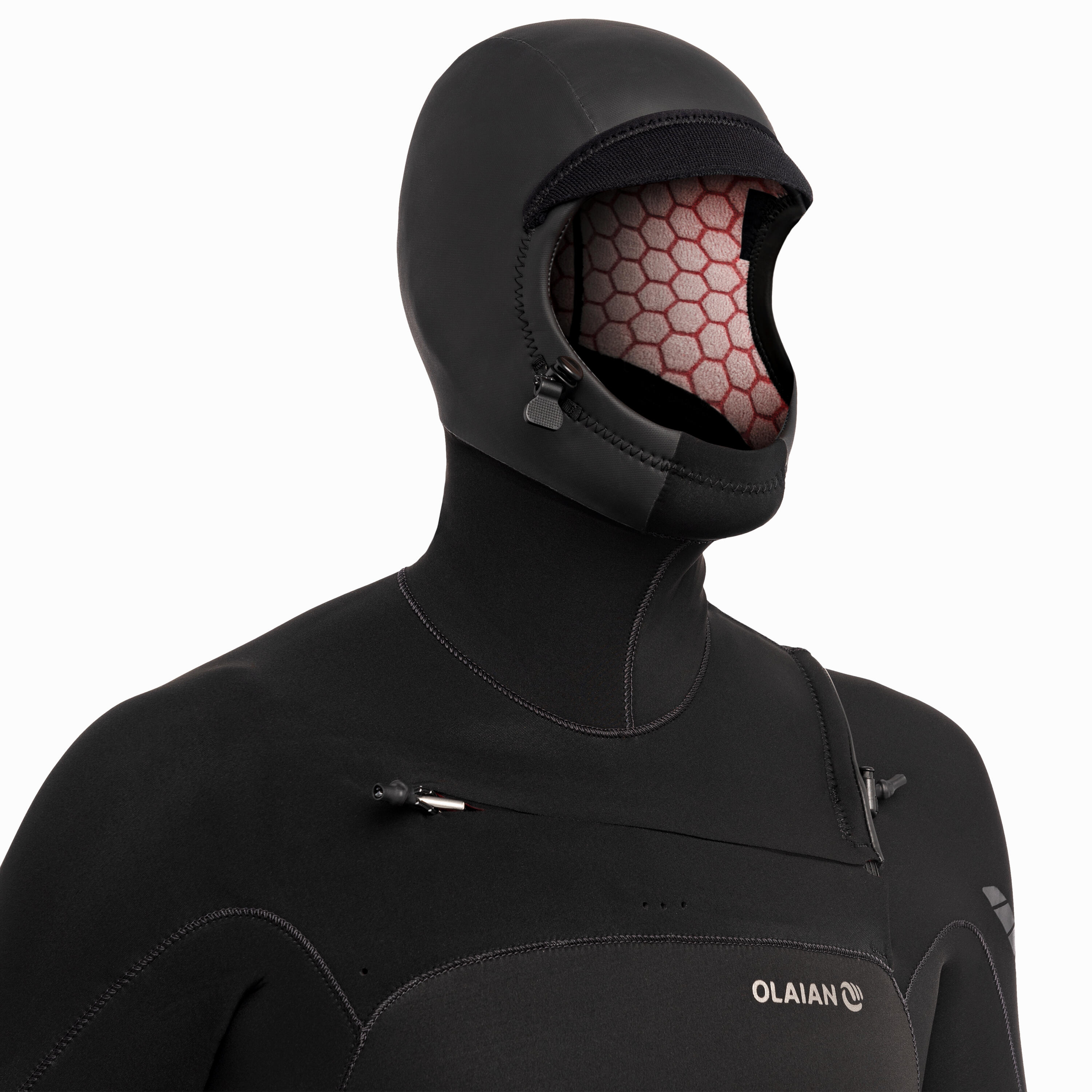 Neopreno surf Hombre agua fría 5/4mm con capucha 900 negro 4/8