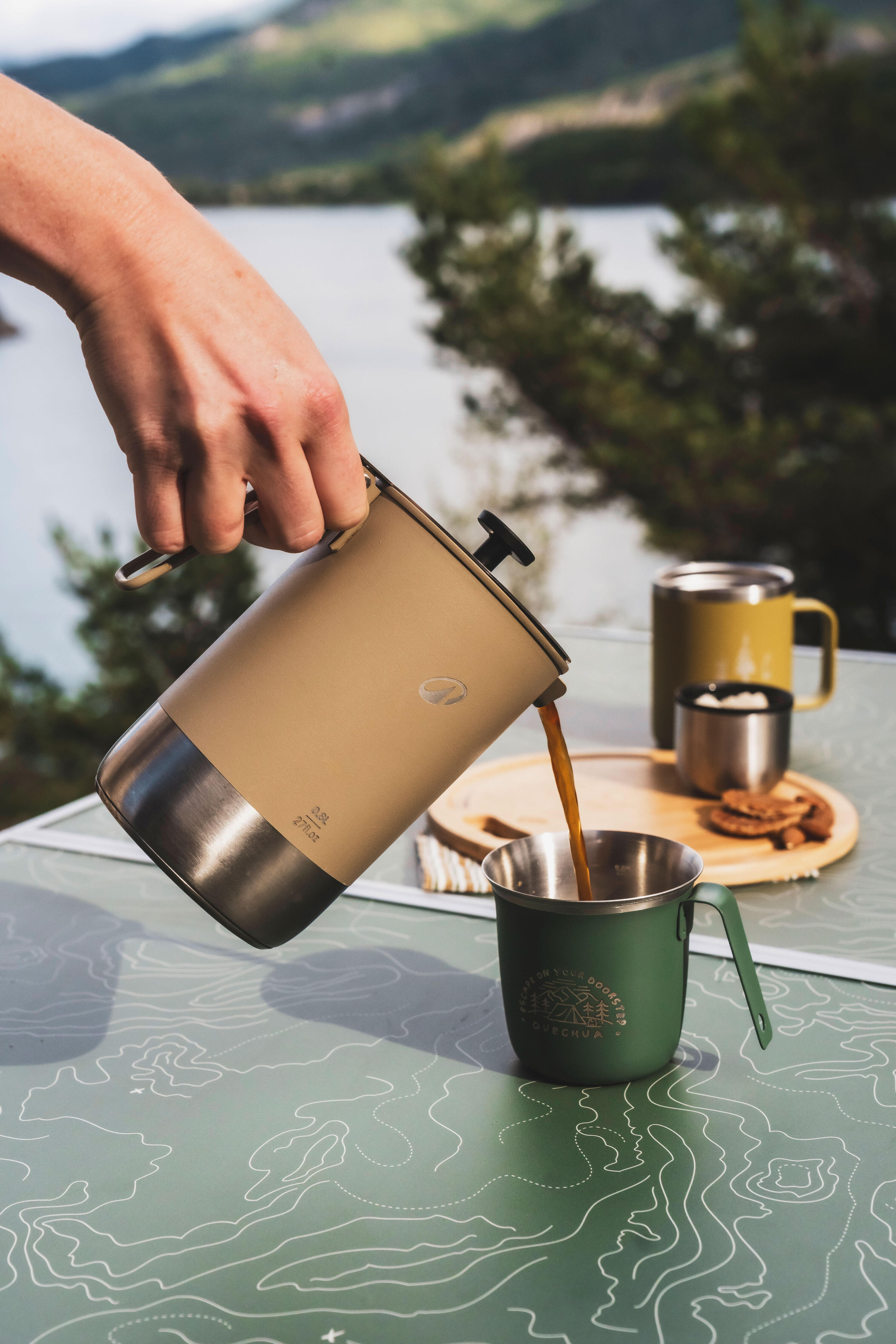 Caffettiera portatile 3 in 1 campeggio, bollitore e teiera da 0.6L a 0,8L, inox 6/9
