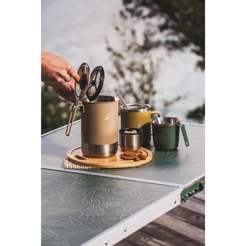 Cafetieră portabilă 3 în 1 de camping, fierbător și ceainic, 0,6l - 0,8l, inox.