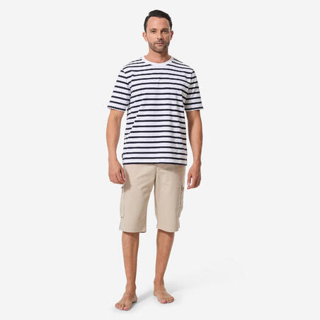 Футболка чоловіча 100 для вітрильного спорту біла/синя в смужку