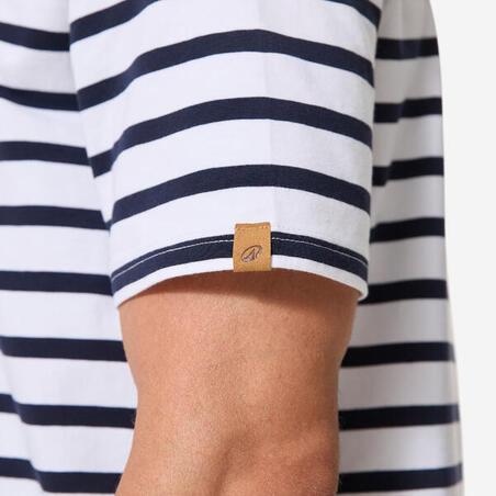 Футболка чоловіча 100 для вітрильного спорту біла/синя в смужку