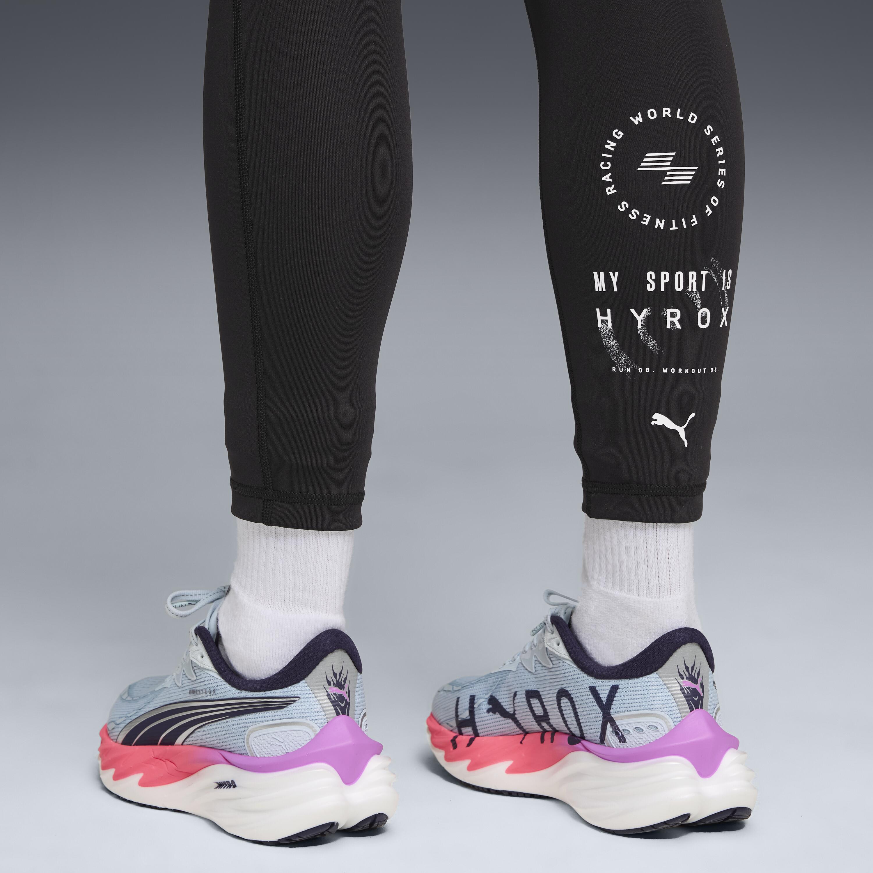 Leggings donna palestra HYROX traspiranti vita alta neri 3/7