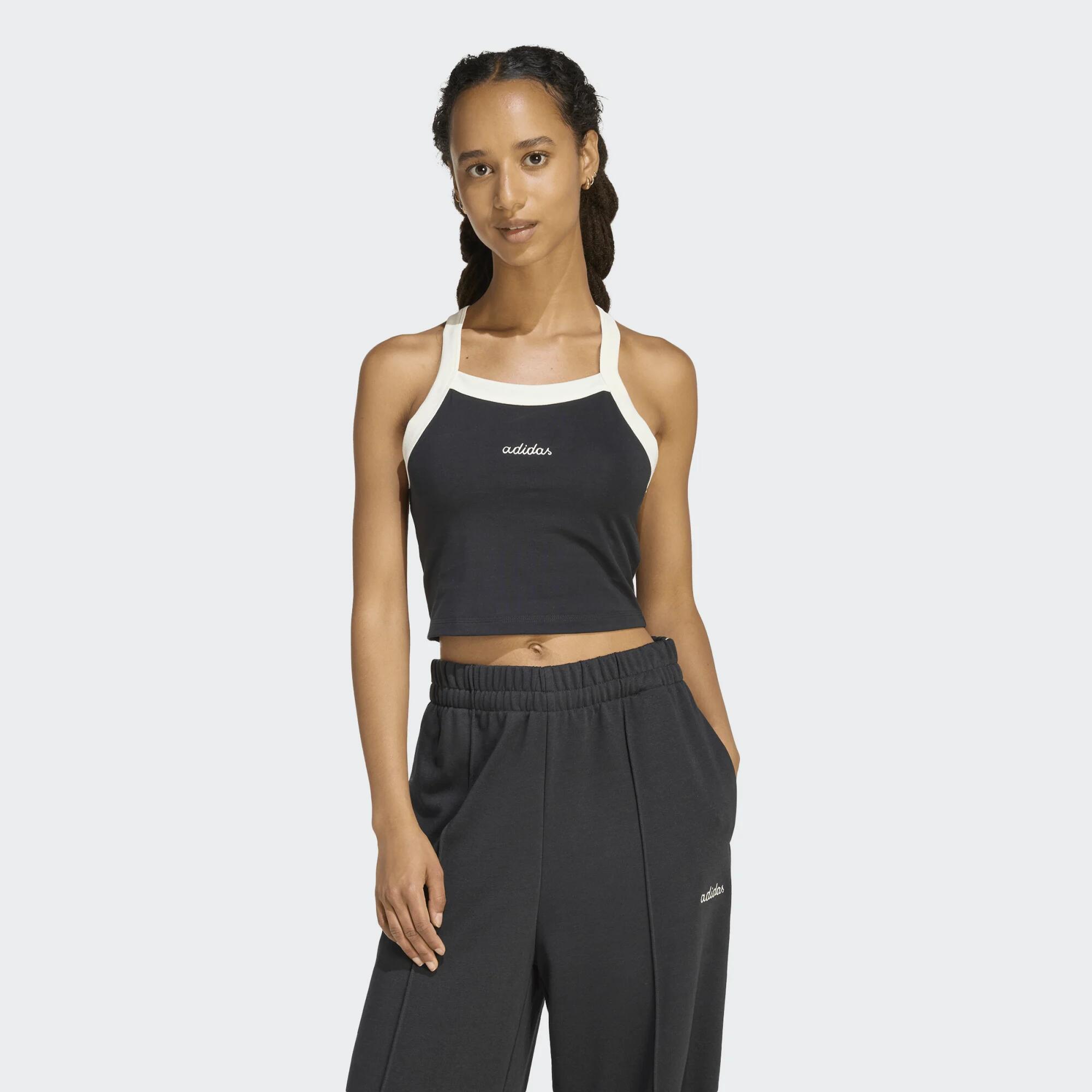 ADIDAS dámske fitness crop tielko čierne XS