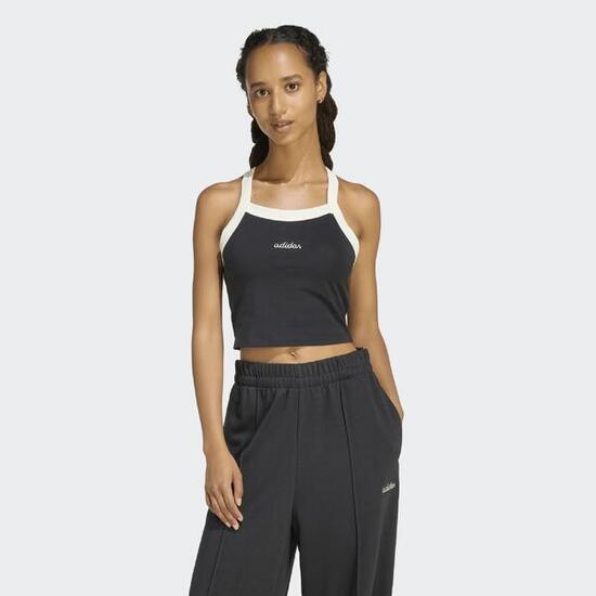 Débardeur crop Adidas, femme, noir