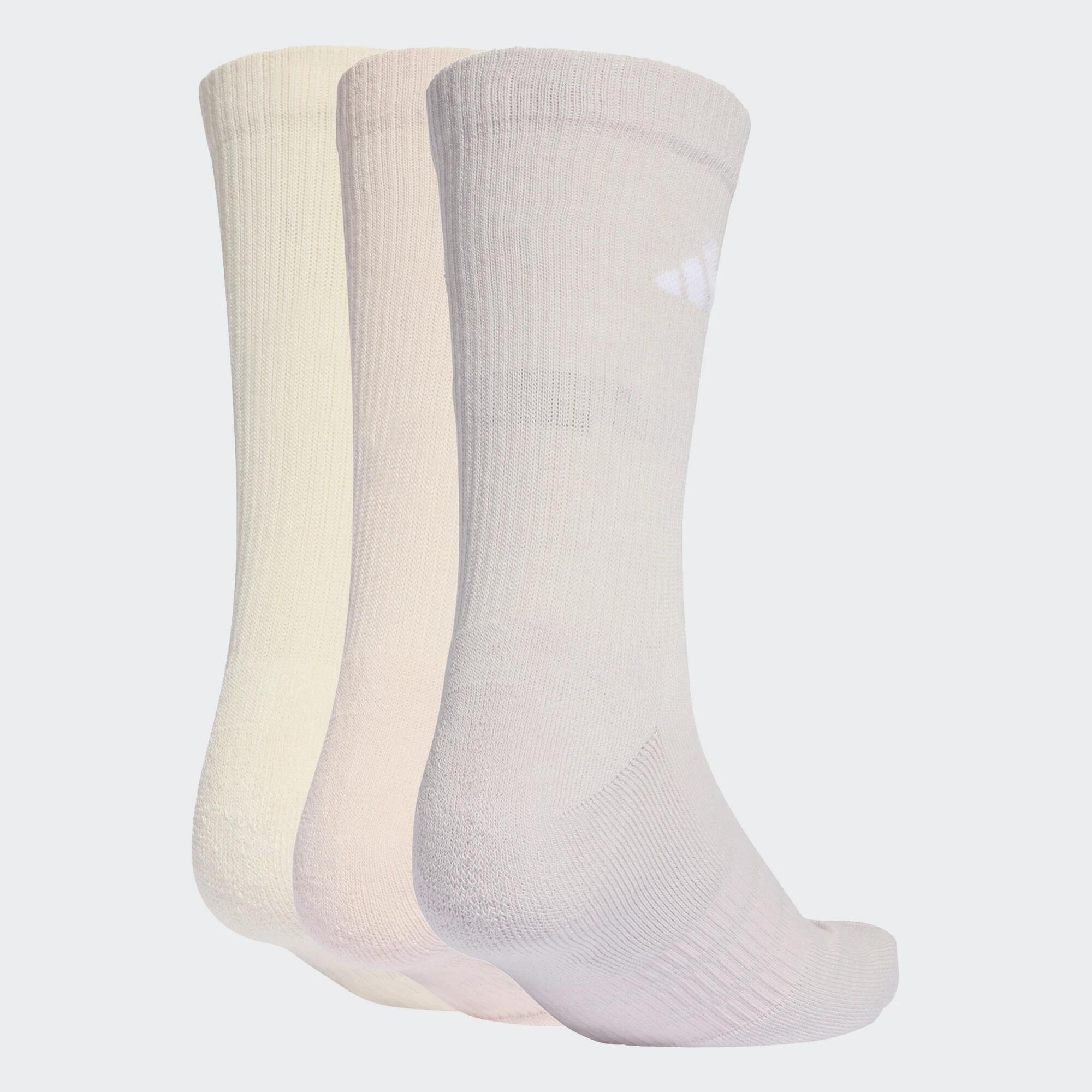 Meias Almofadadas Cano Médio Adidas Rosa Bege e Roxo, 3 Pares 2/4