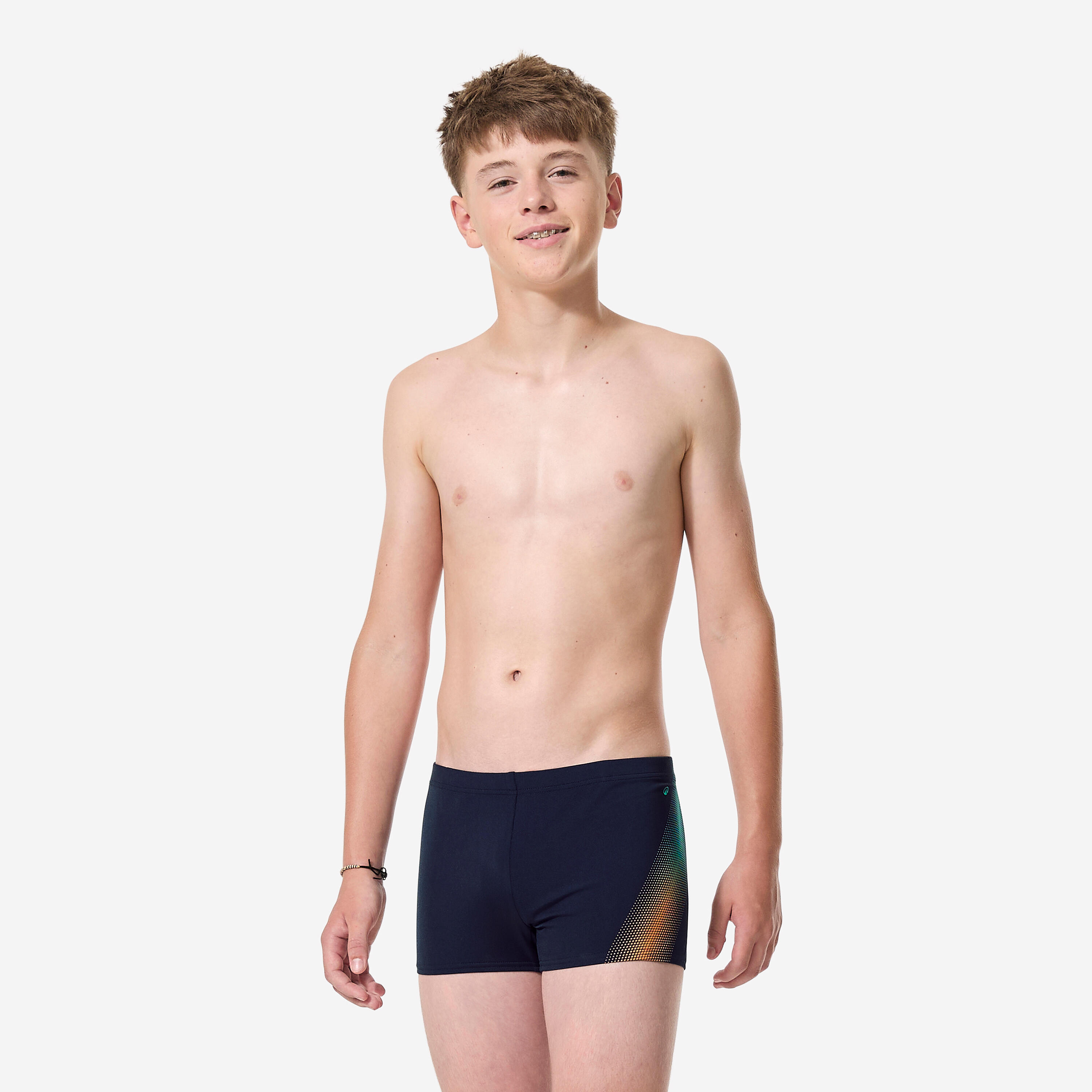 Bañador Niño Adolescente Bóxer Natación Fiti Azul-Naranja 3/11