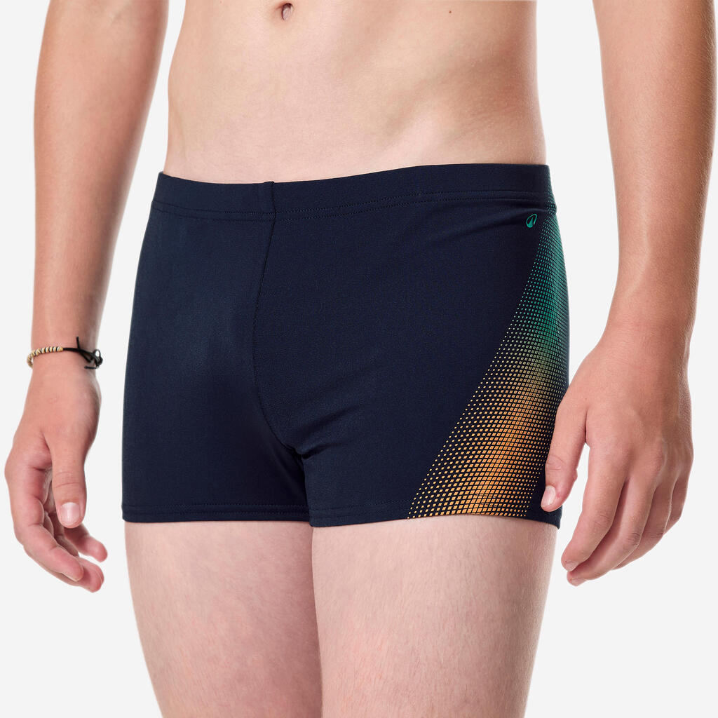 Teen boys’ Swimming boxer, Fiti blue matrix orange