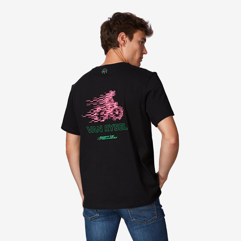 Tricou bumbac lifestyle Van Rysel Logo Negru