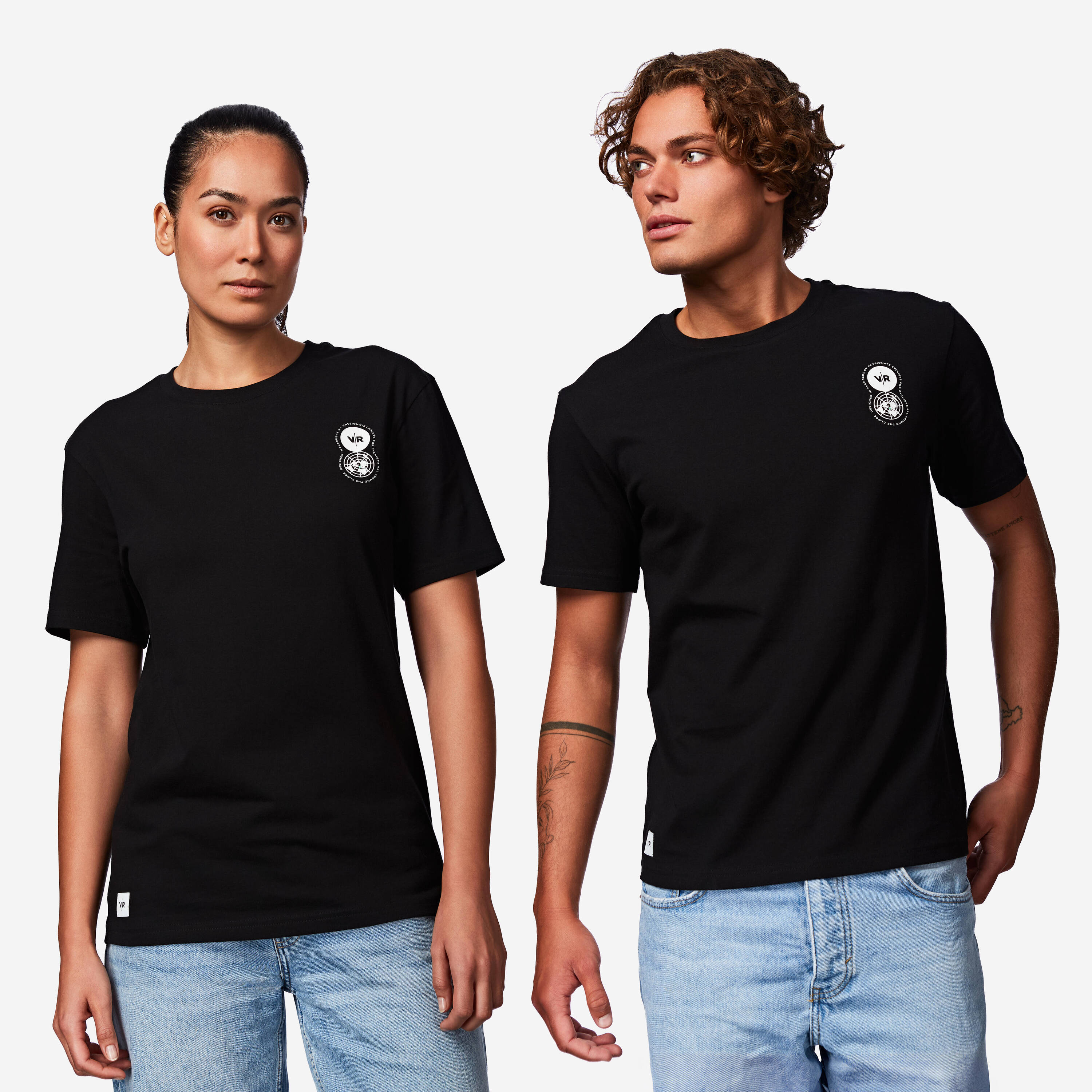 T-shirt coton lifestyle, Logo noir -  1