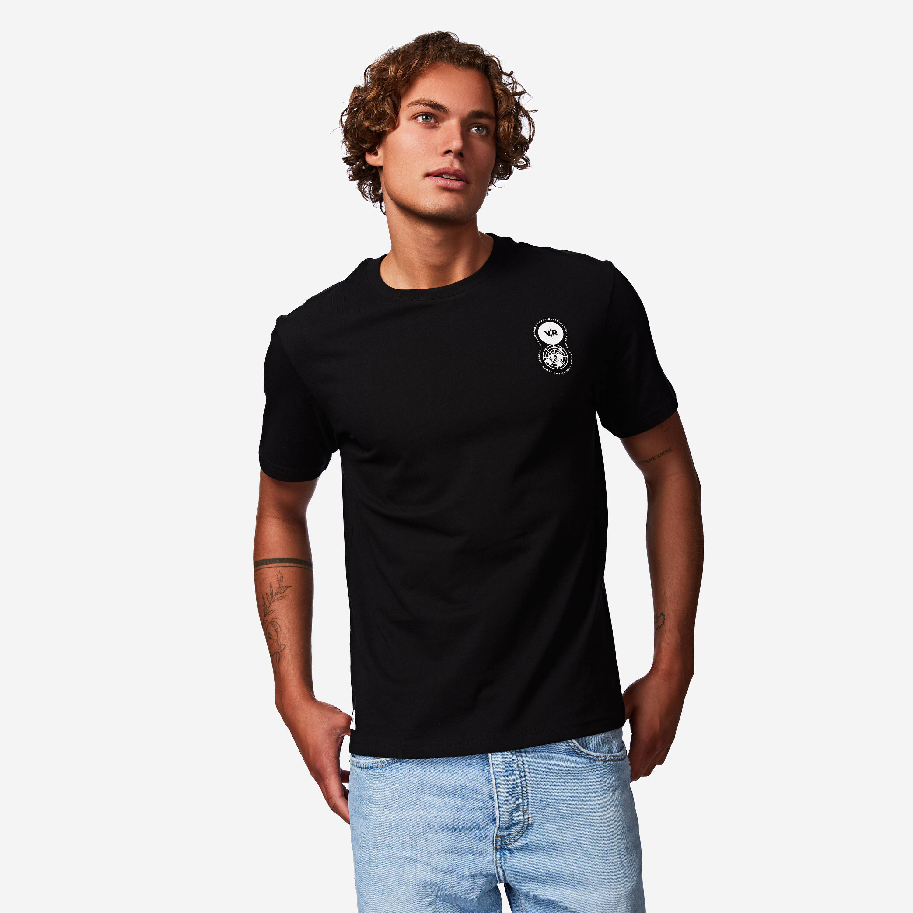 T-shirt coton lifestyle, Logo noir -  2