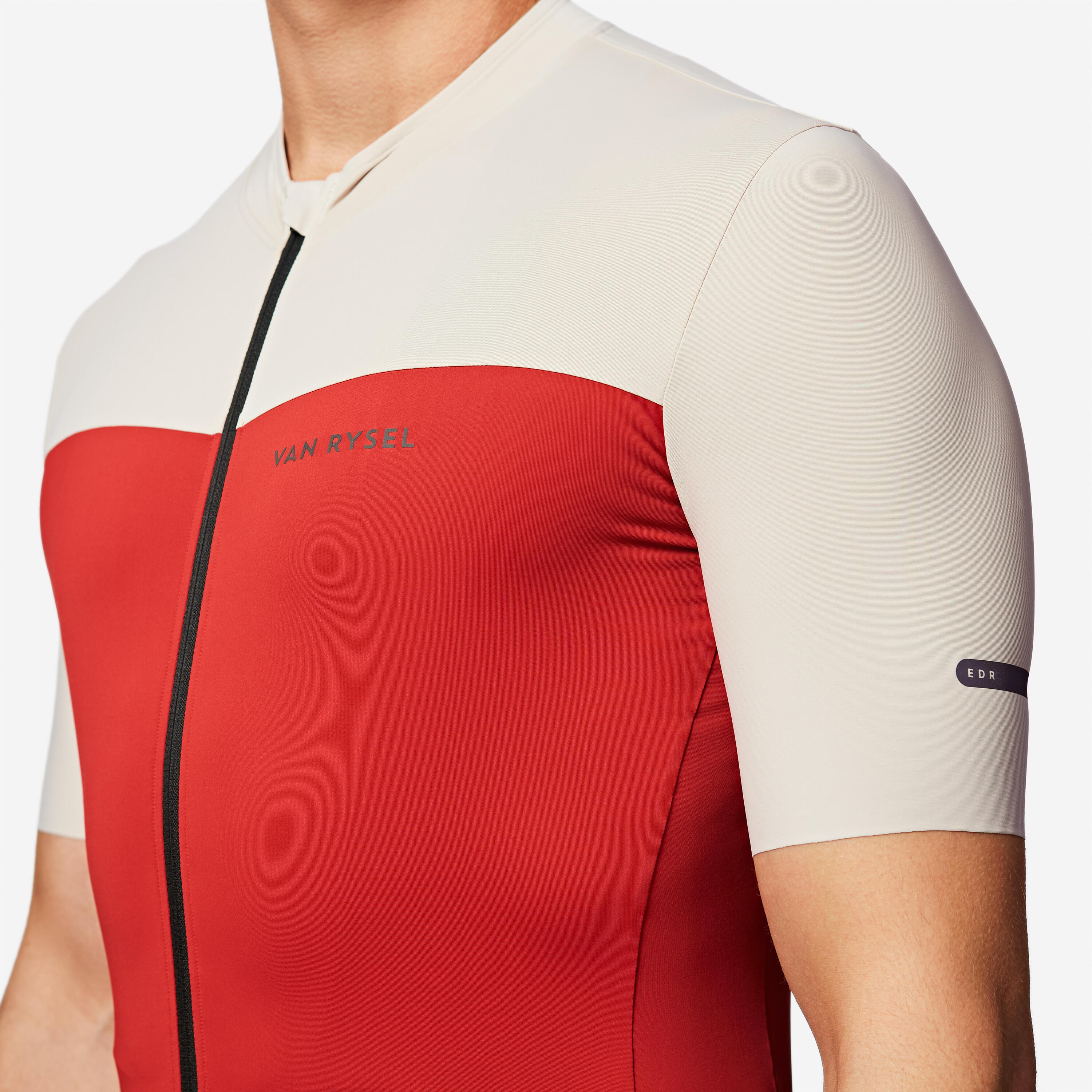 Maillot vélo route manches courtes été ajusté homme - EDR 2 rouge / beige 5/6