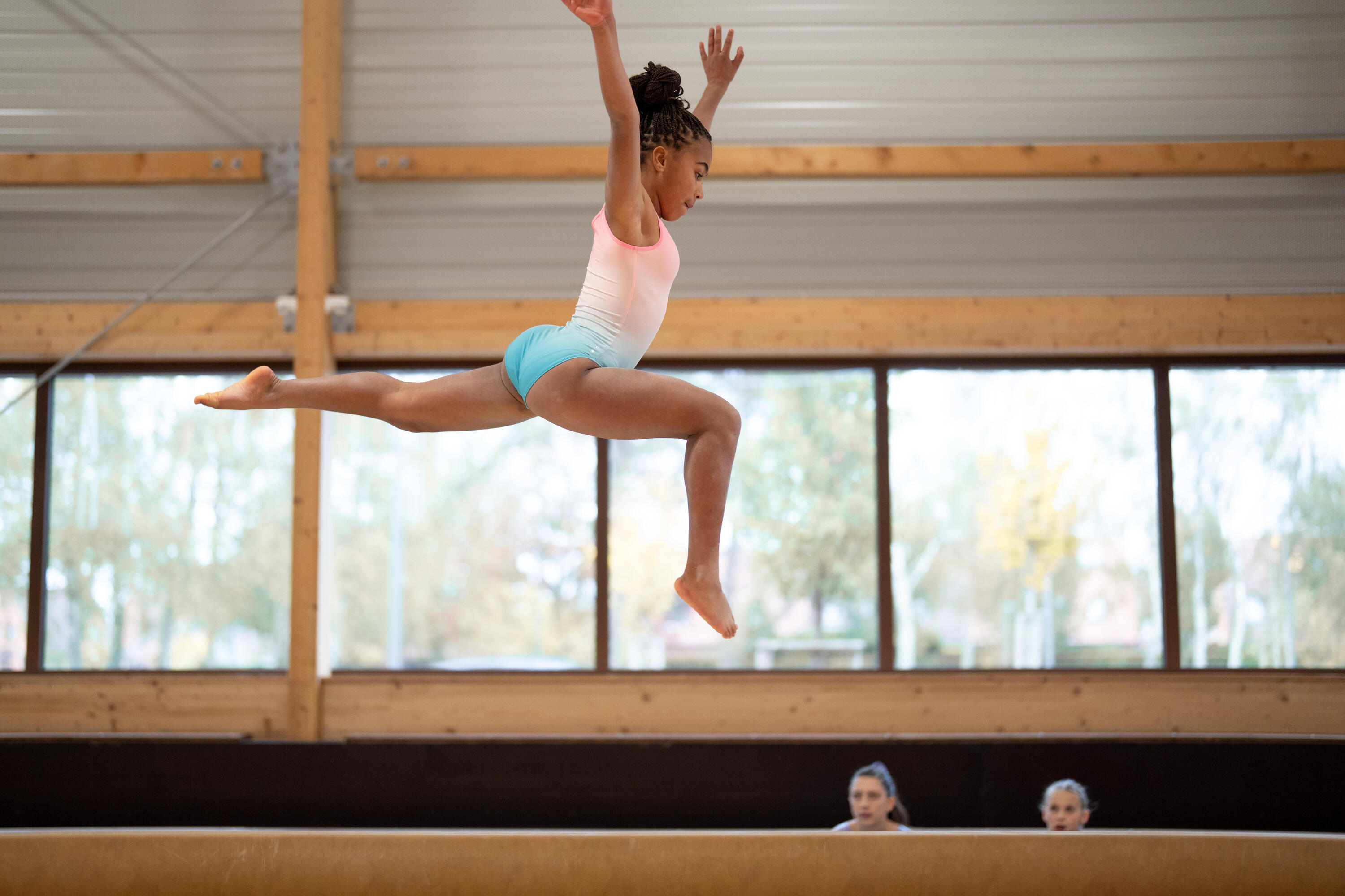Gymnastikbody glänzend für Mädchen, Rosa 8/9