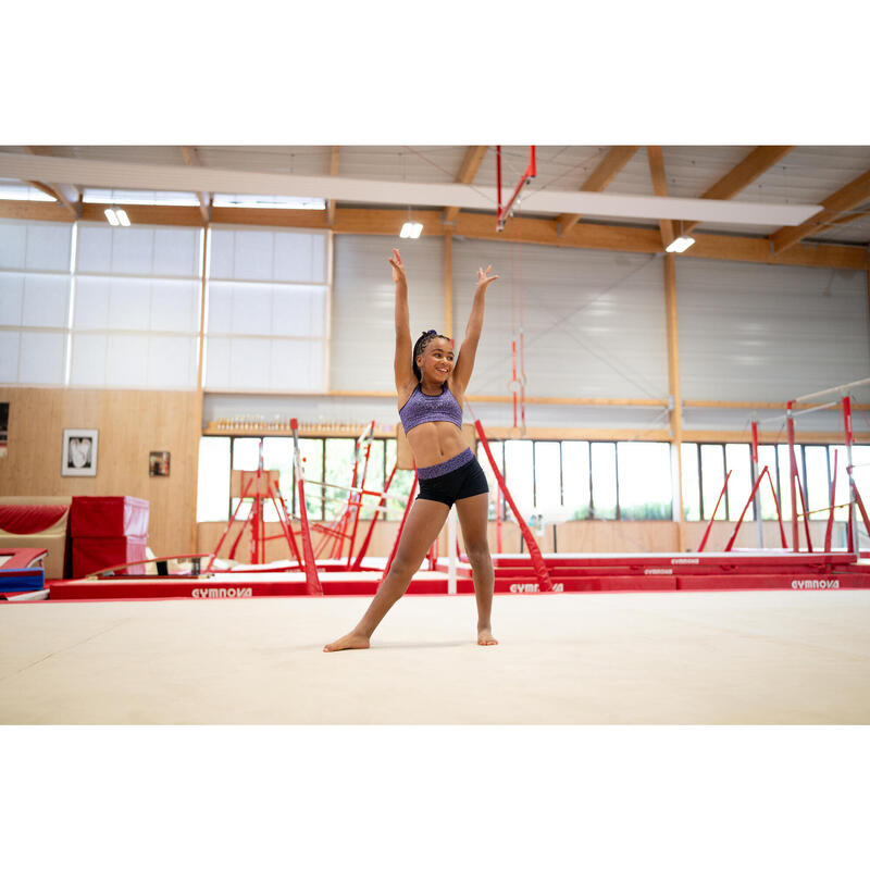 Şort Gimnastică cu imprimeu Negru-Mov Fete