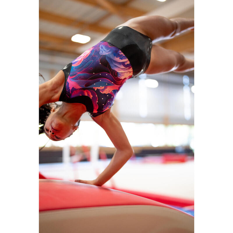 Body de gimnastică fără mâneci, multicolor și negru, fete