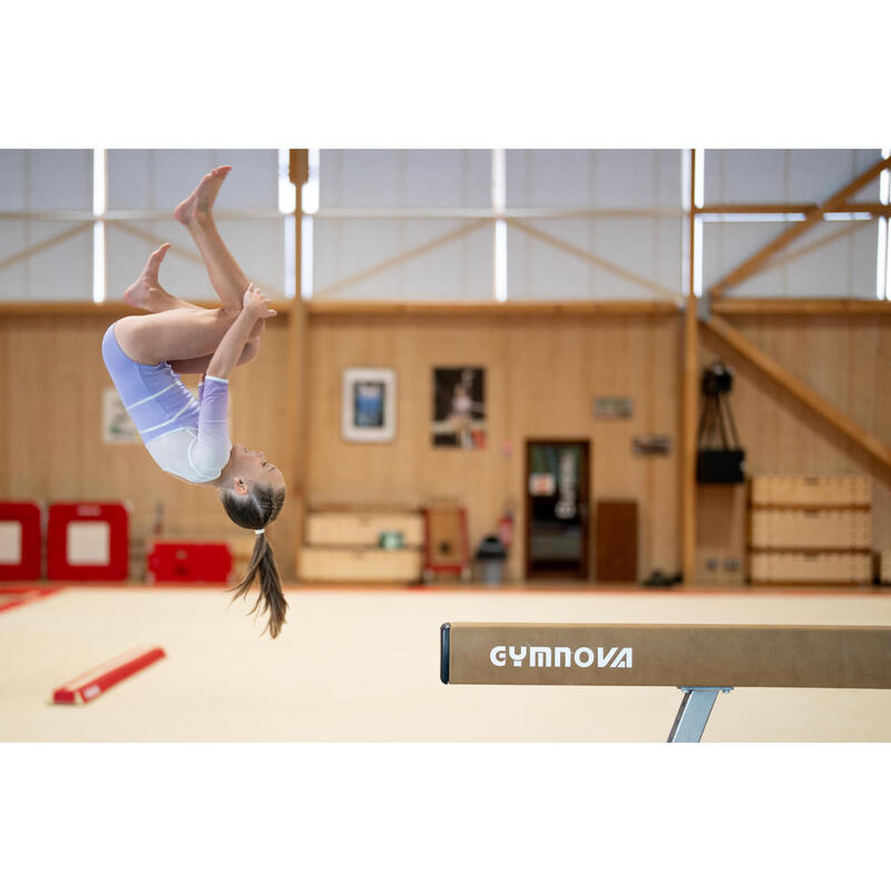 Body de gimnastică, mâneci trei sferturi, paiete cu ștrasuri Mov Fete