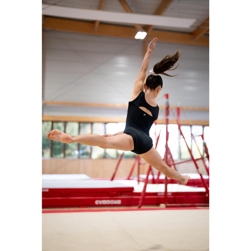 Body de gimnastică cu guler rotund Negru Fete