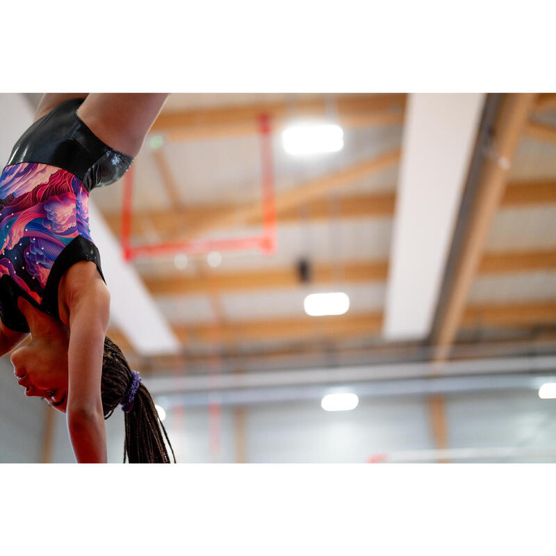 Body de gimnastică fără mâneci, multicolor și negru, fete