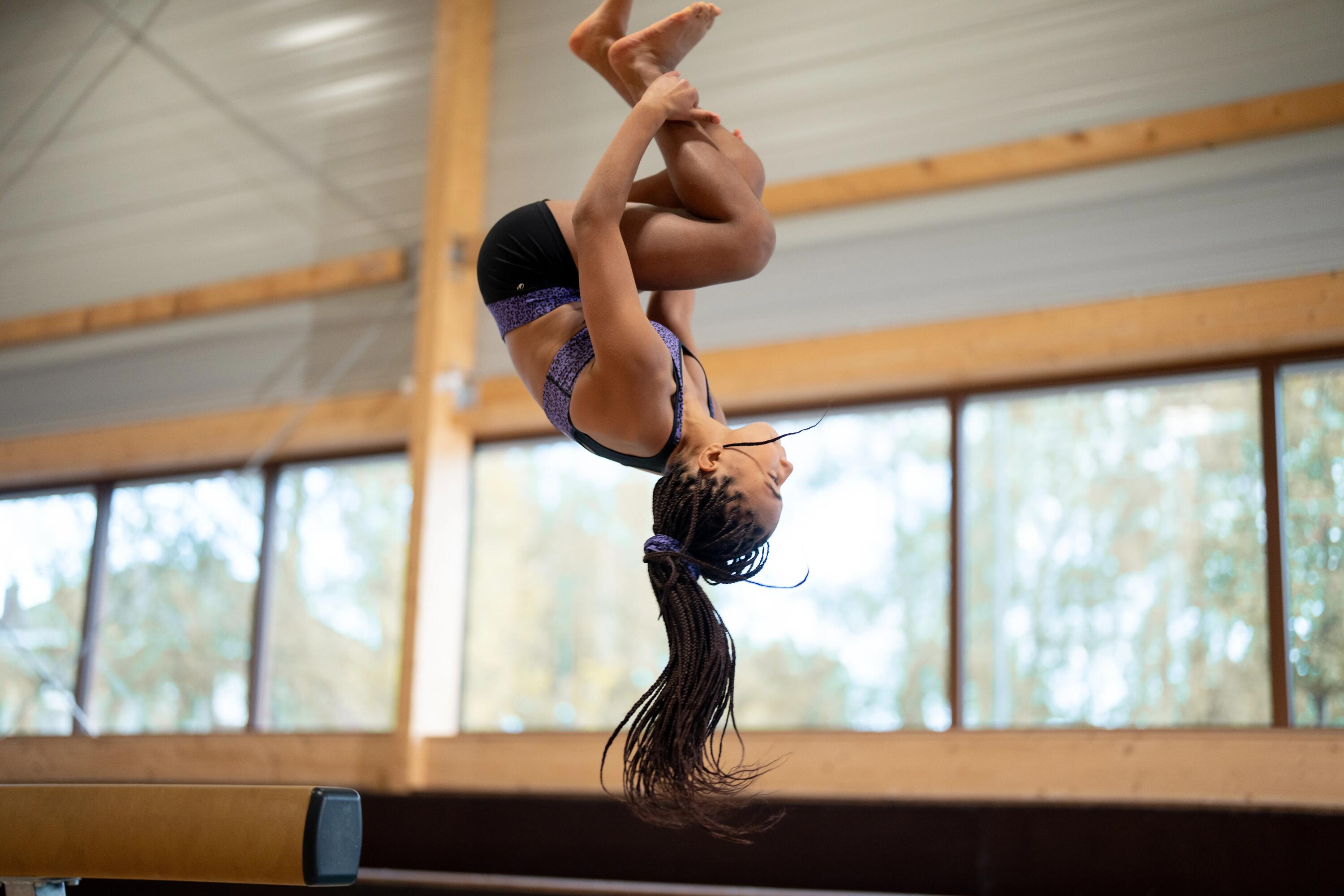 Şort Gimnastică cu imprimeu Negru-Mov Fete 13/17