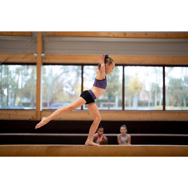 Şort Gimnastică cu imprimeu Negru-Mov Fete