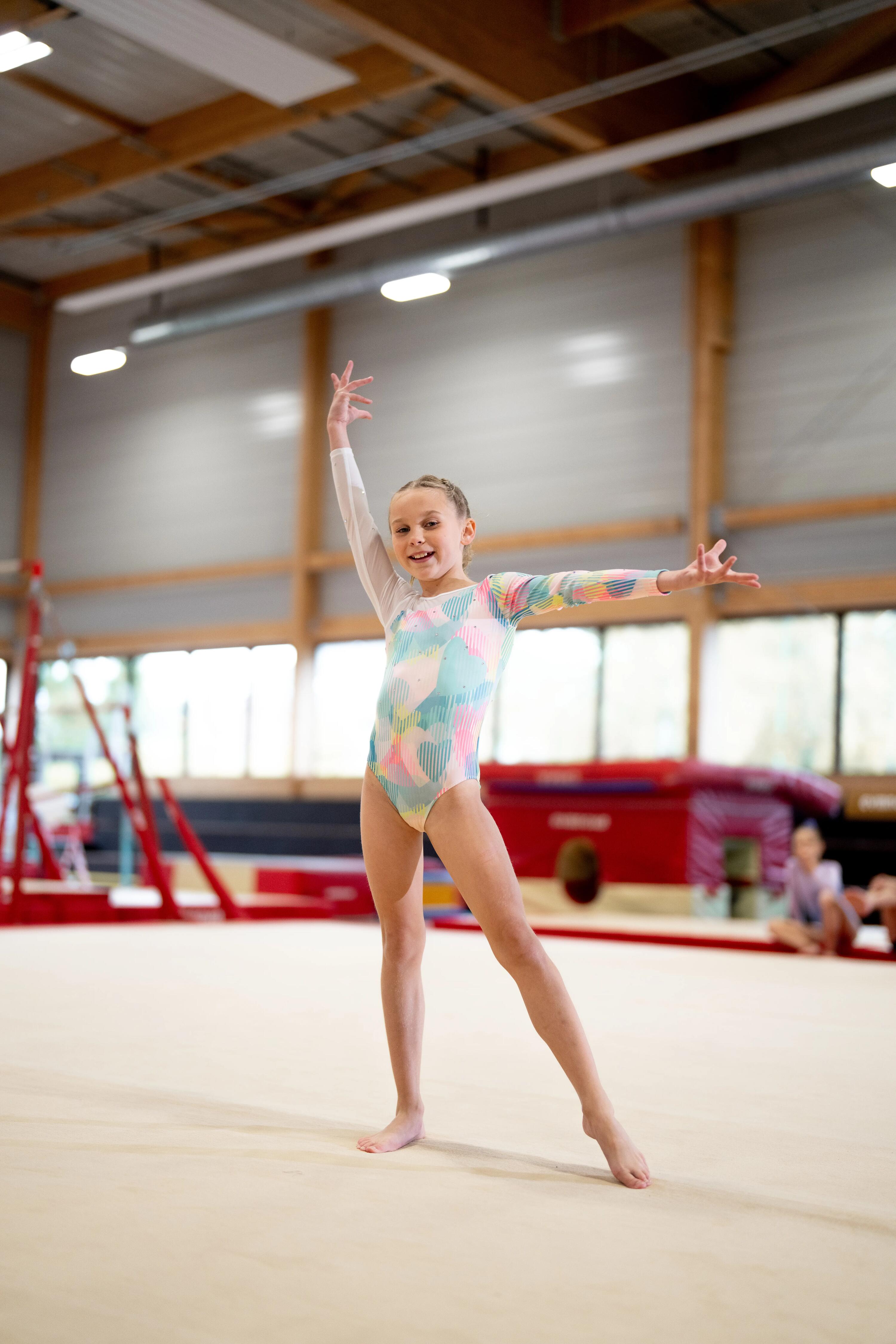 Body Gimnastică feminină cu mâneci lungi Turcoaz Fete 10/15