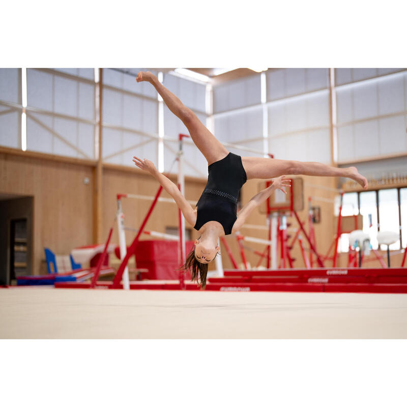 Body de gimnastică cu guler rotund Negru Fete