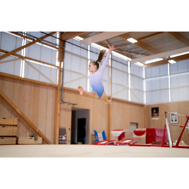 Body gimnastică feminină cu mâneci lungi Mov Fete