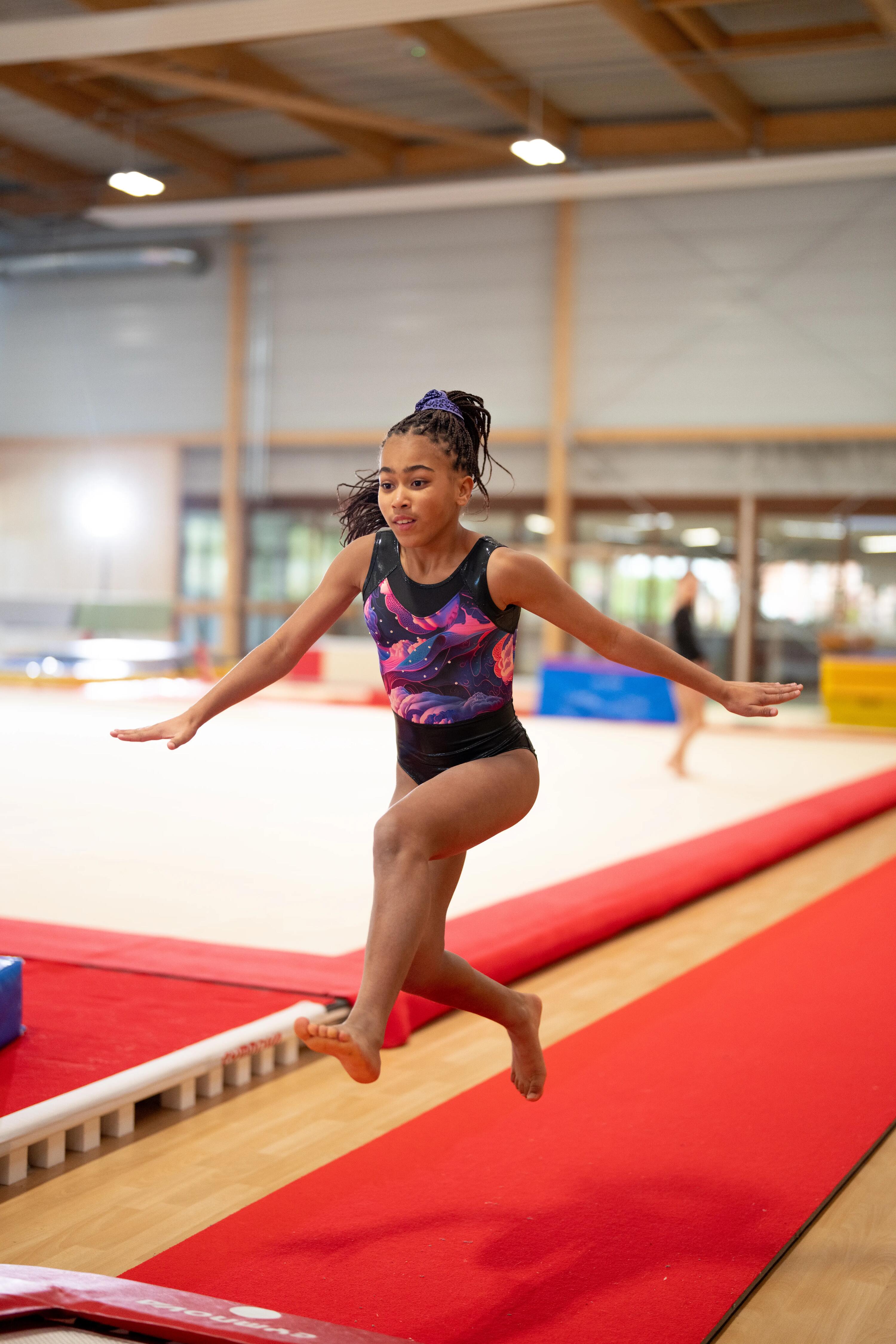 Body de gimnastică fără mâneci, multicolor și negru, fete 11/14