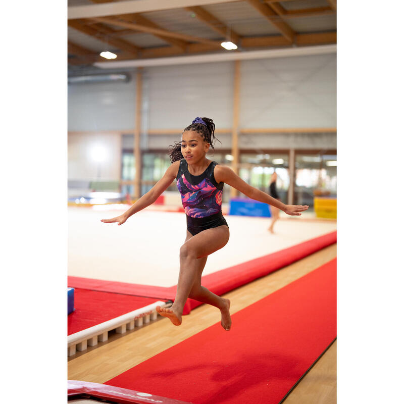 Body de gimnastică fără mâneci, multicolor și negru, fete