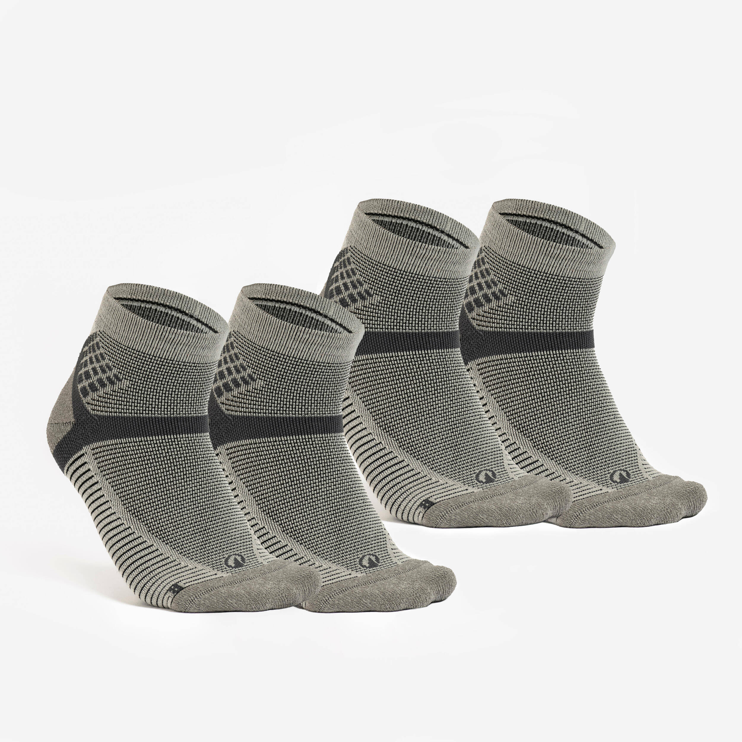 Adult mid-height hiking socks (2 pairs) Hike 500 - Beige -  1