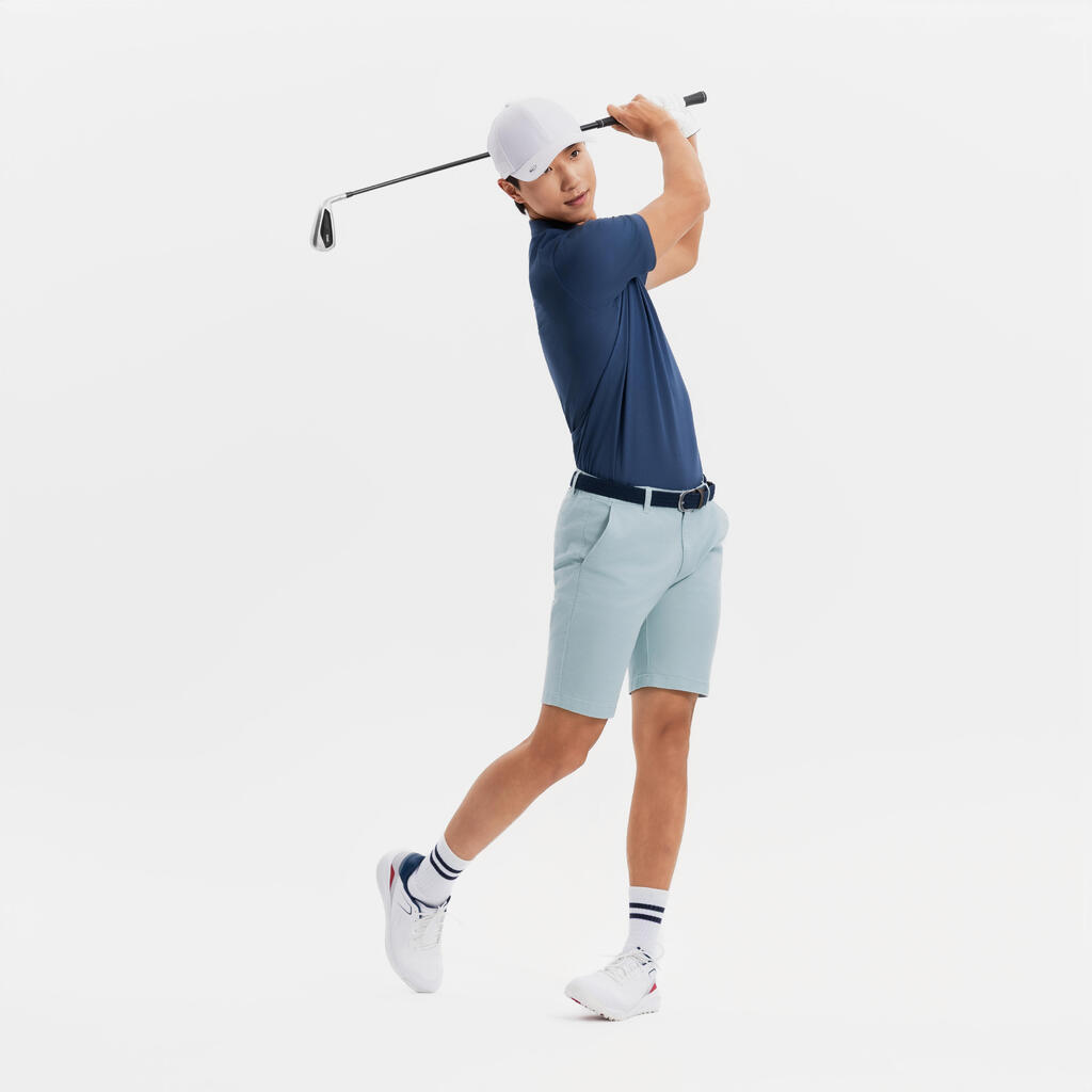Men’s golf cotton chino shorts, MW500 sky blue