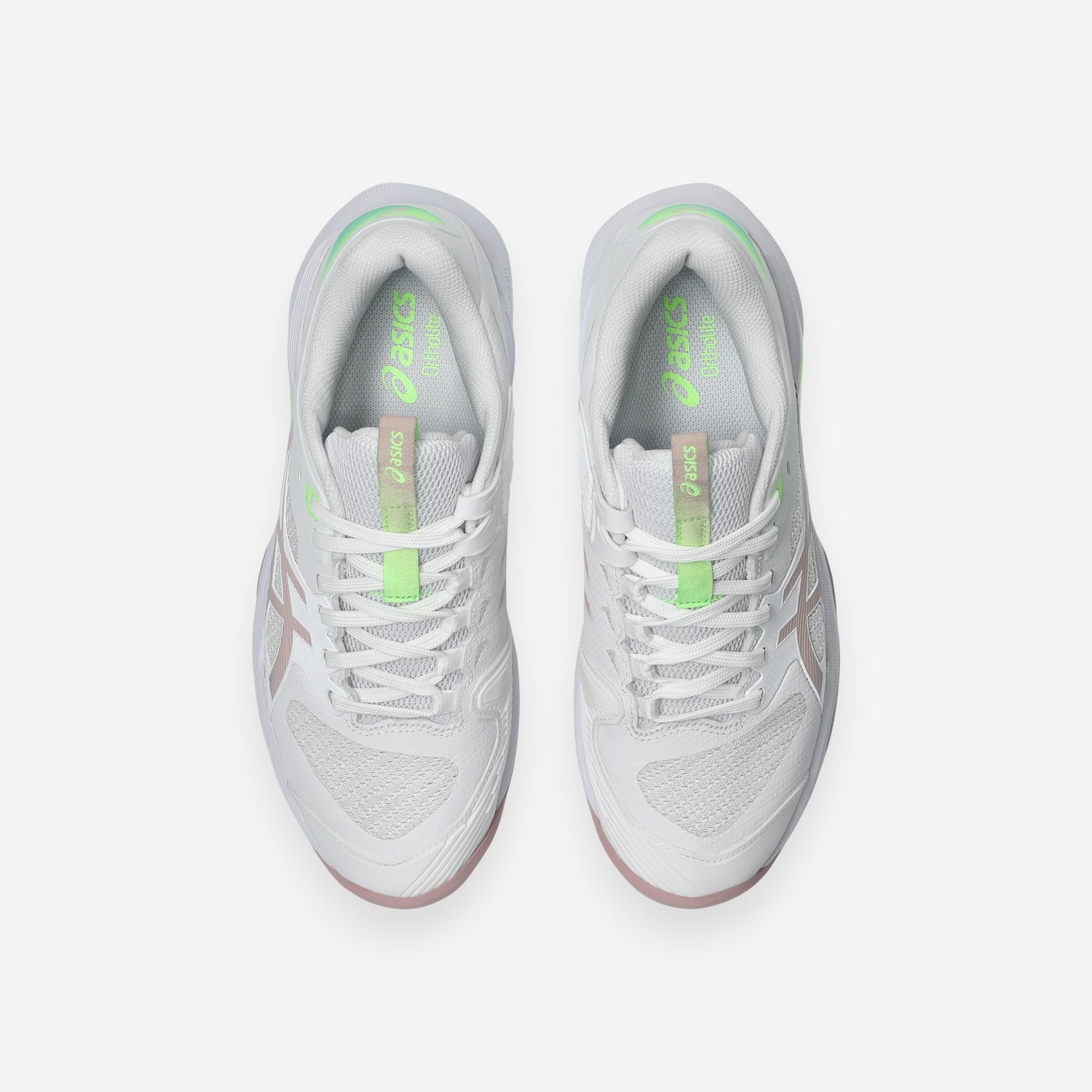 Chaussures de tennis multicourt femme, Solution Speed FF 4 blanc rose vert 3/8