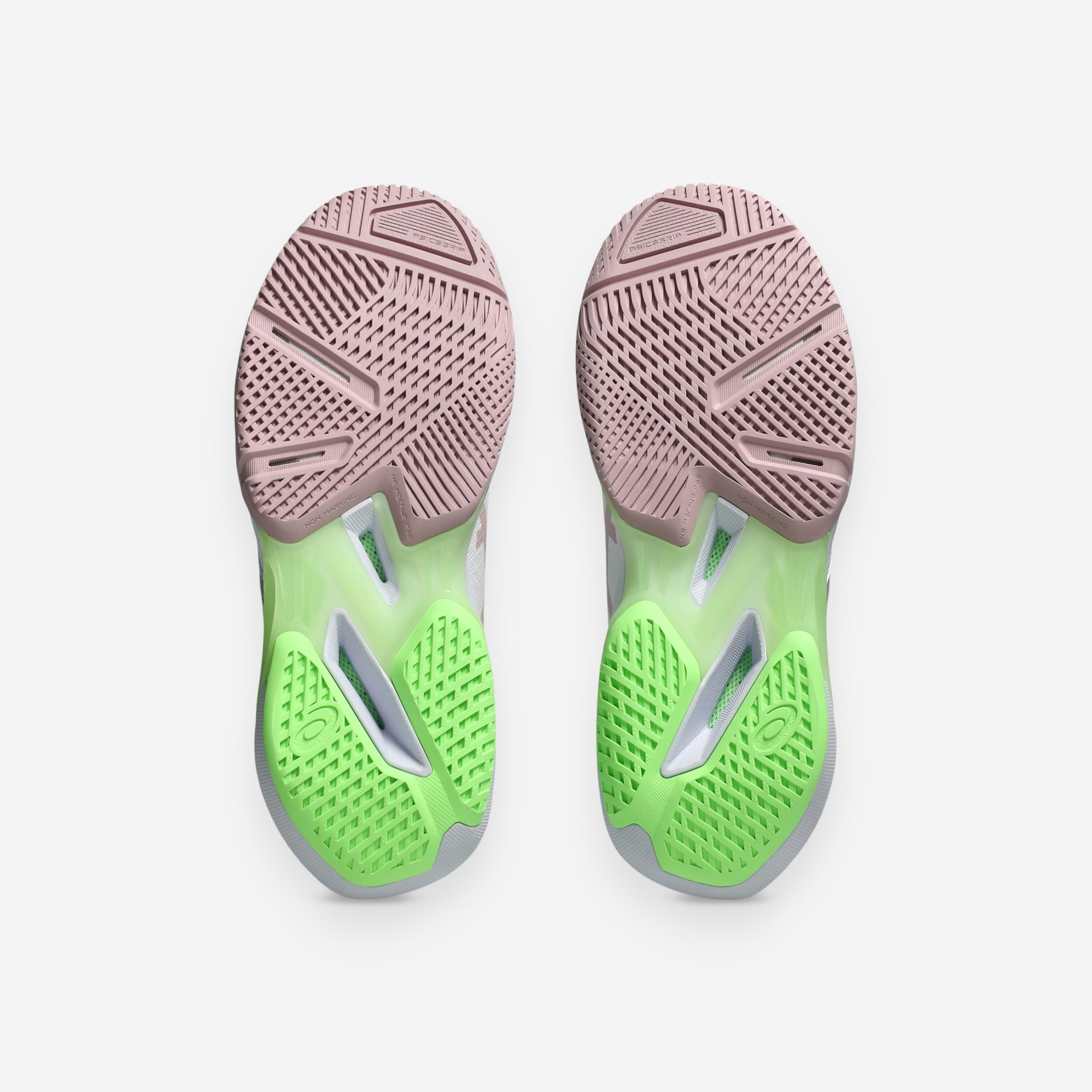 Chaussures de tennis multicourt femme, Solution Speed FF 4 blanc rose vert 4/8