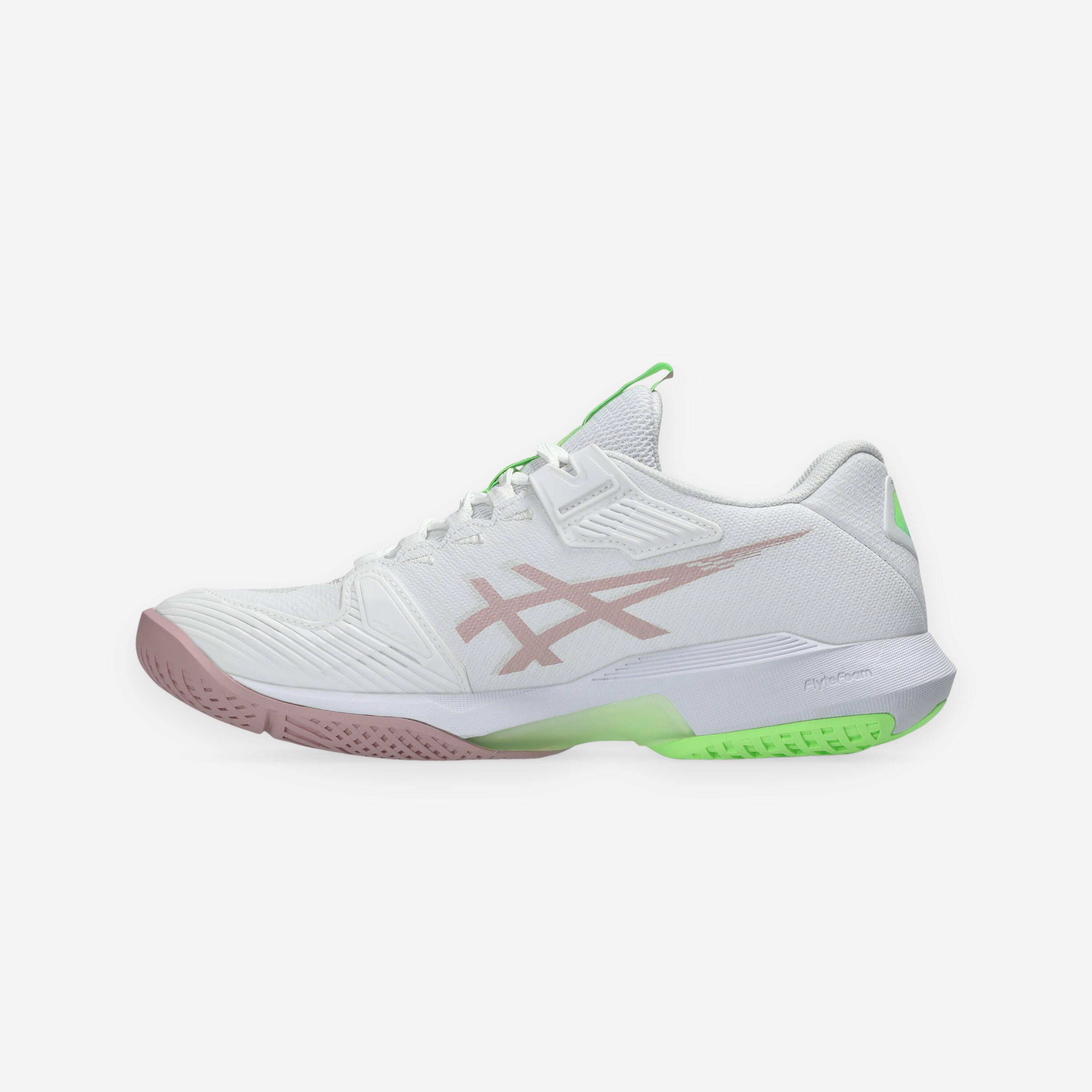 Chaussures de tennis multicourt femme, Solution Speed FF 4 blanc rose vert 7/8