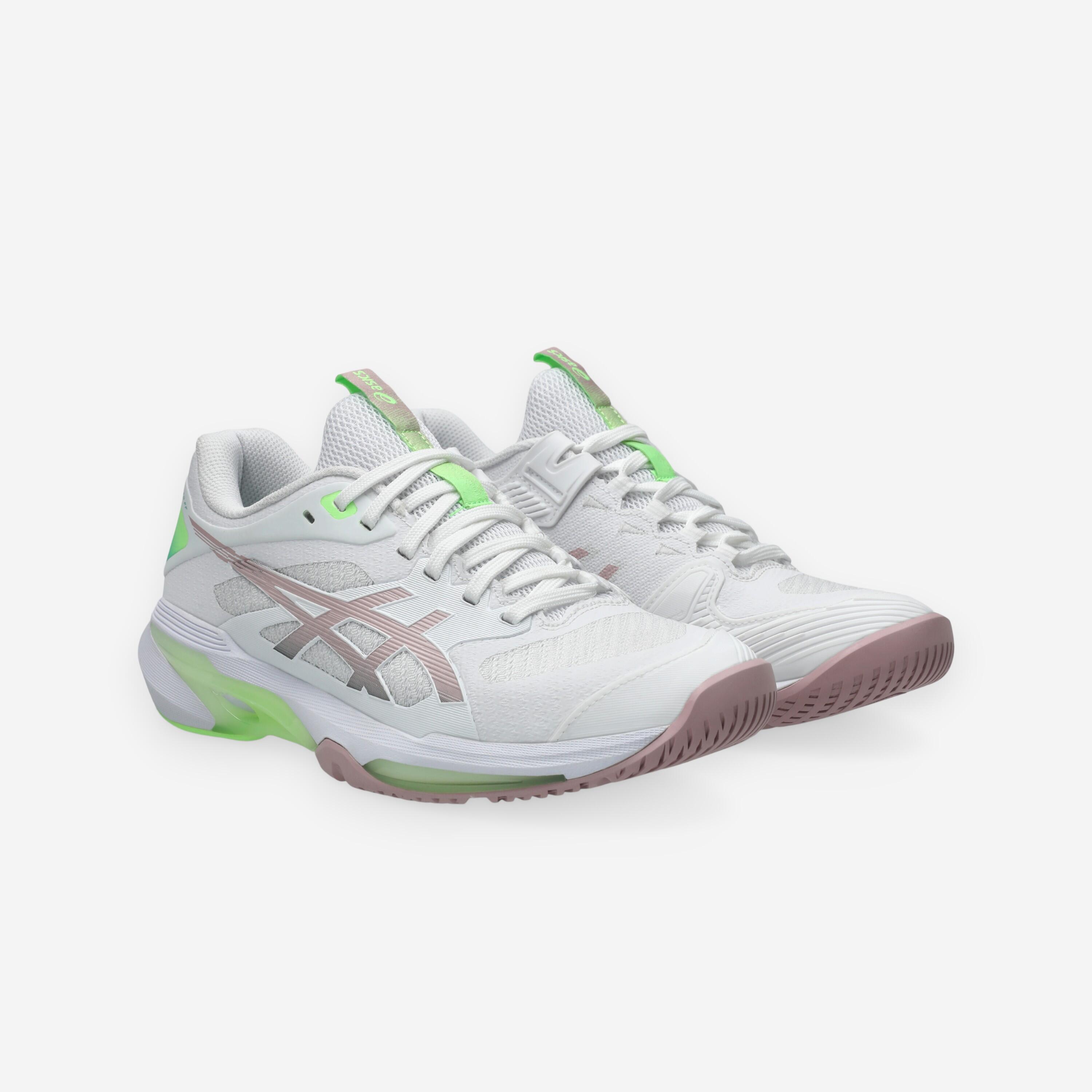 Chaussures de tennis multicourt femme, Solution Speed FF 4 blanc rose vert 2/8
