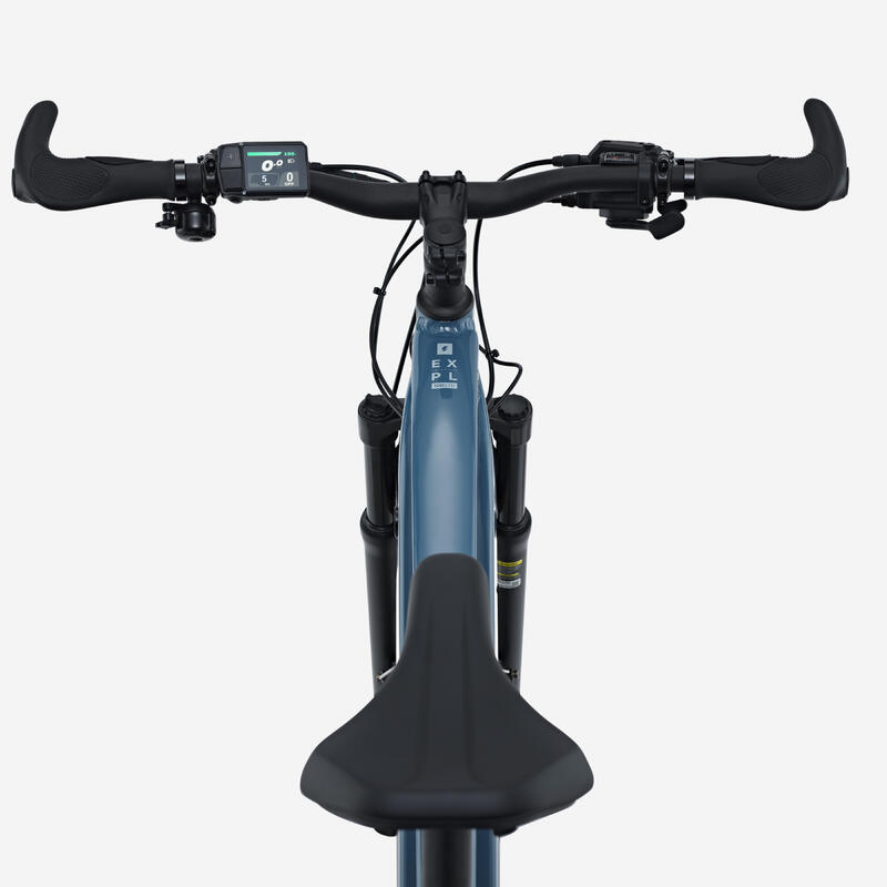 Bicicletă polivalentă electrică cadru înalt E-EXPL 100 LTD Albastru