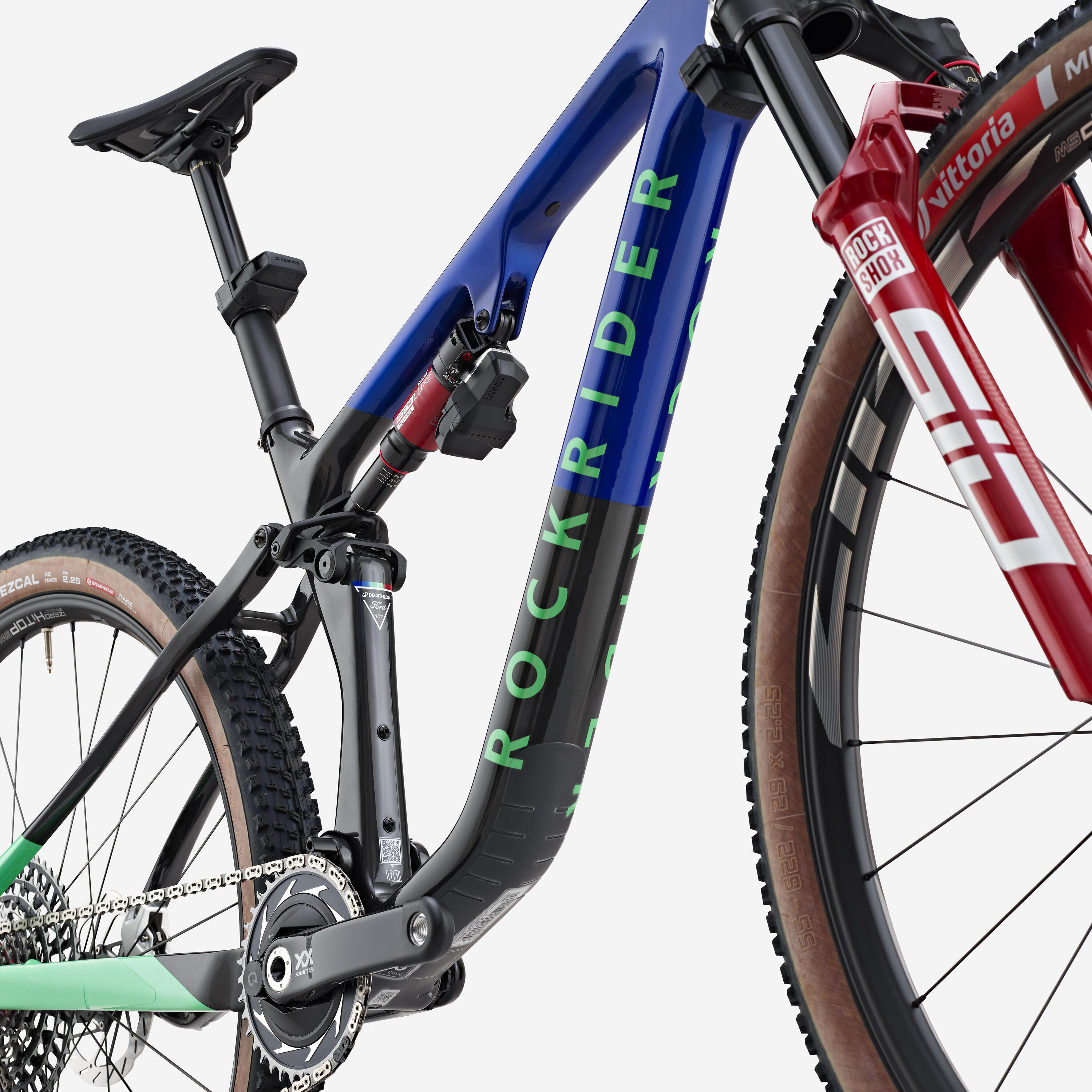 Vélo VTT tout-suspendu XC 29" cadre carbone, RACE 940 S PRO TEAM bleu vert rouge 4/8