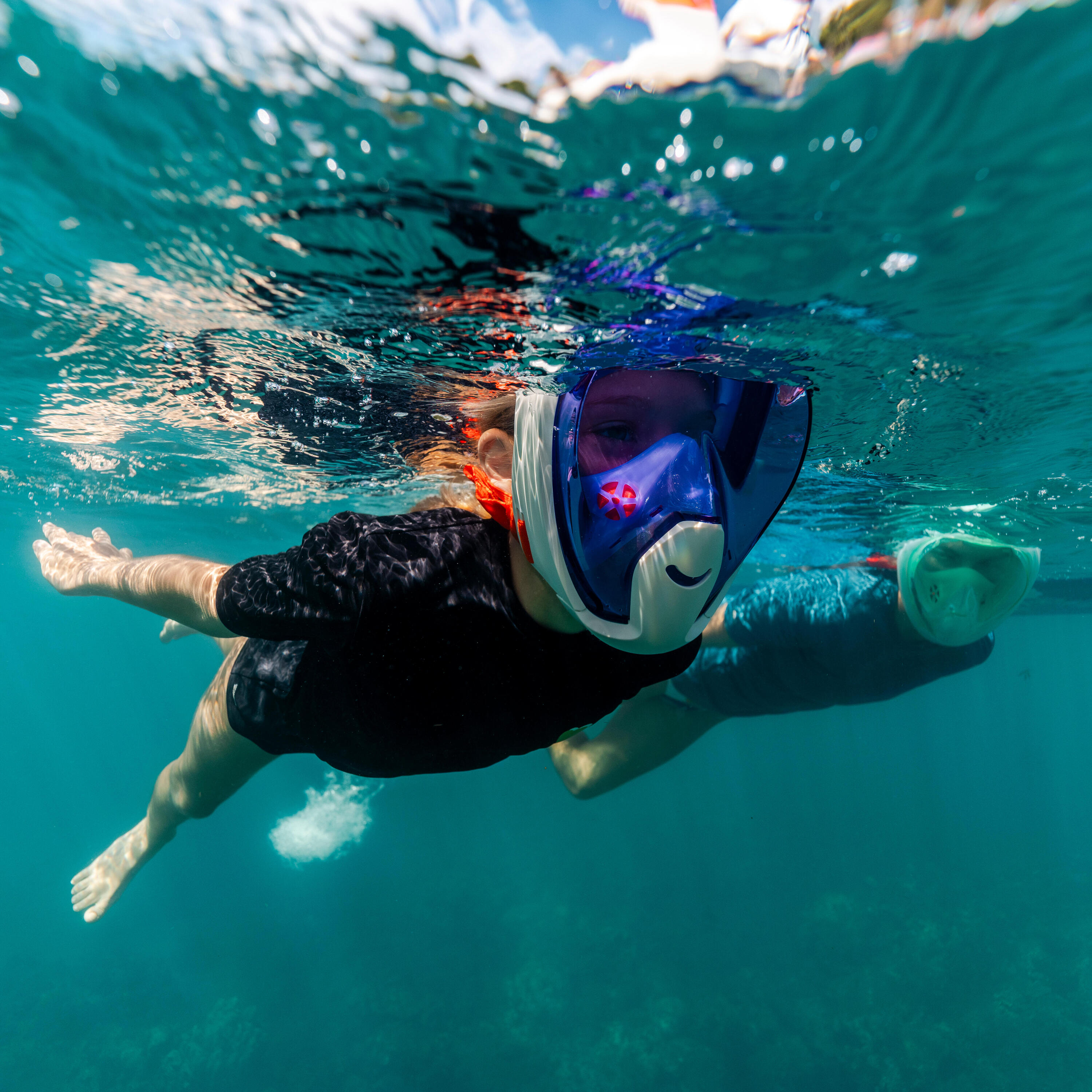 Máscara de snorkeling de superfície easybreath + (>10anos) VERDE 13/14