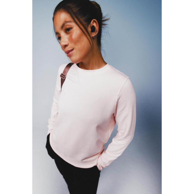 Kadın Sweatshirt - Yuvarlak Yaka - Aç��k Pembe