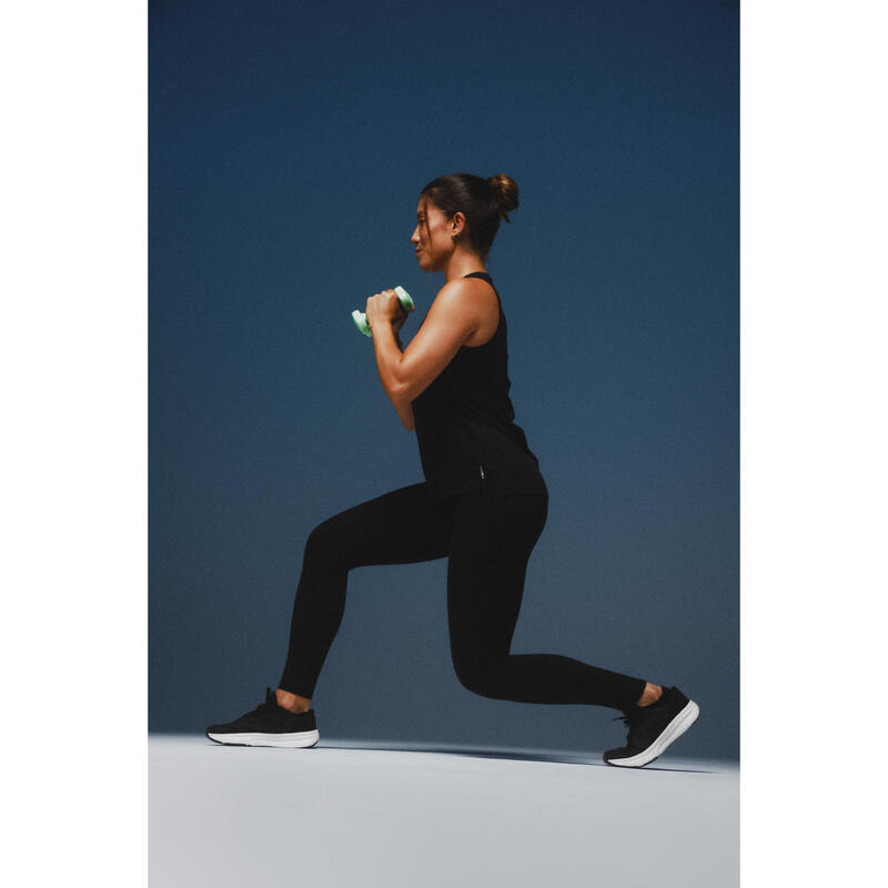 Kadın Füme Siyah Düz Kesim Sporcu Atleti - Fitness