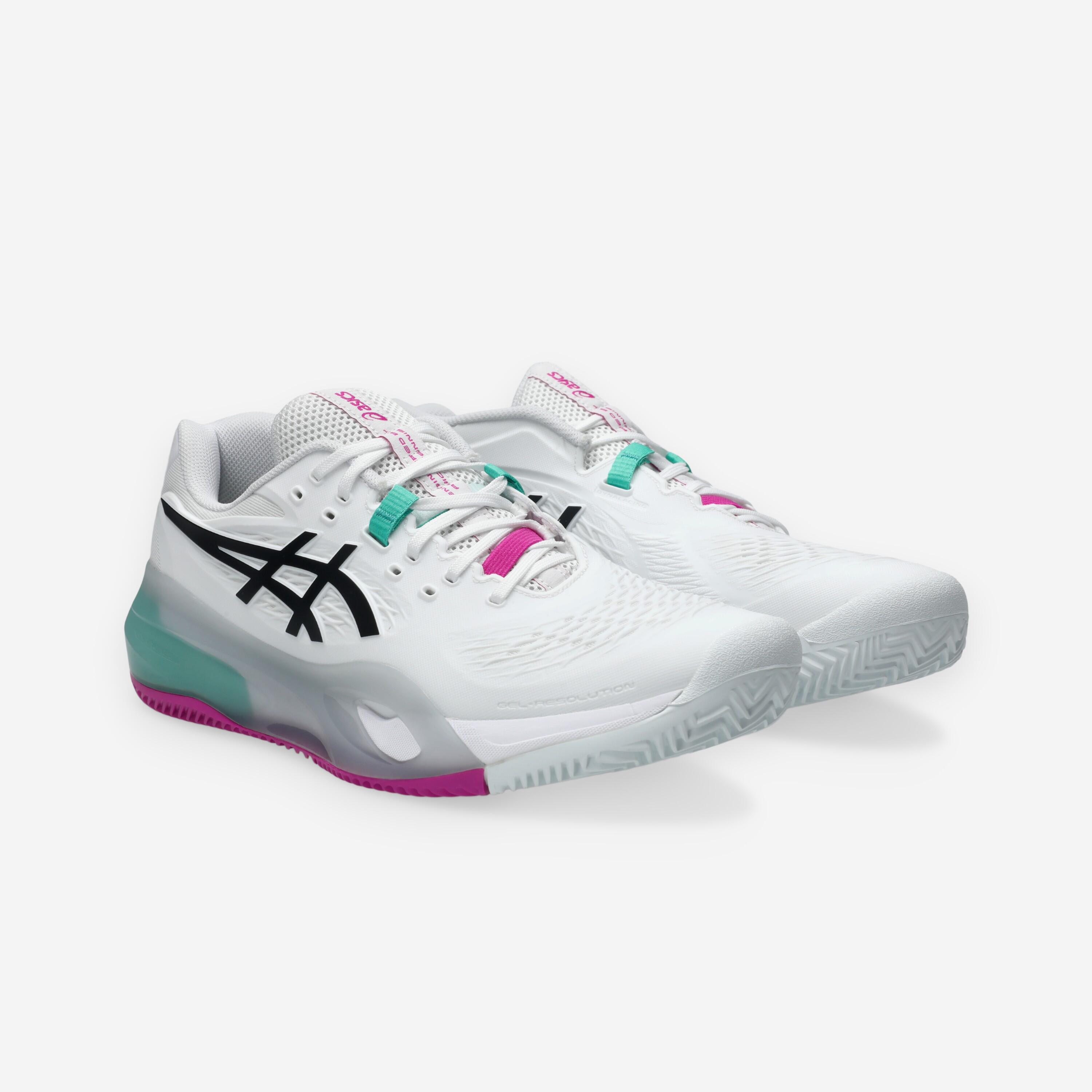 Chaussures de tennis terre battue homme, Gel Resolution X blanc noir rose 2/8