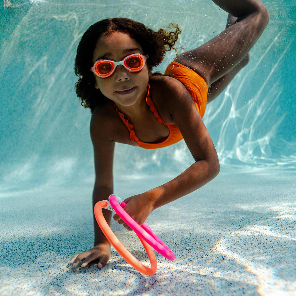 Lunettes de natation enfant, Xbase orange teinté rose orange bleu