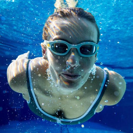 Окуляри для плавання Soft з прозорими лінзами зелені/помарачневі