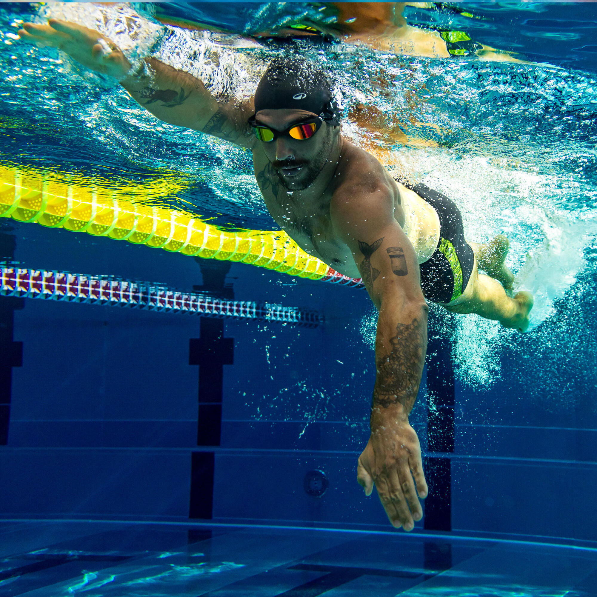 Swimming Goggles with Orange Mirrored Lenses, Spirit - DECATHLON