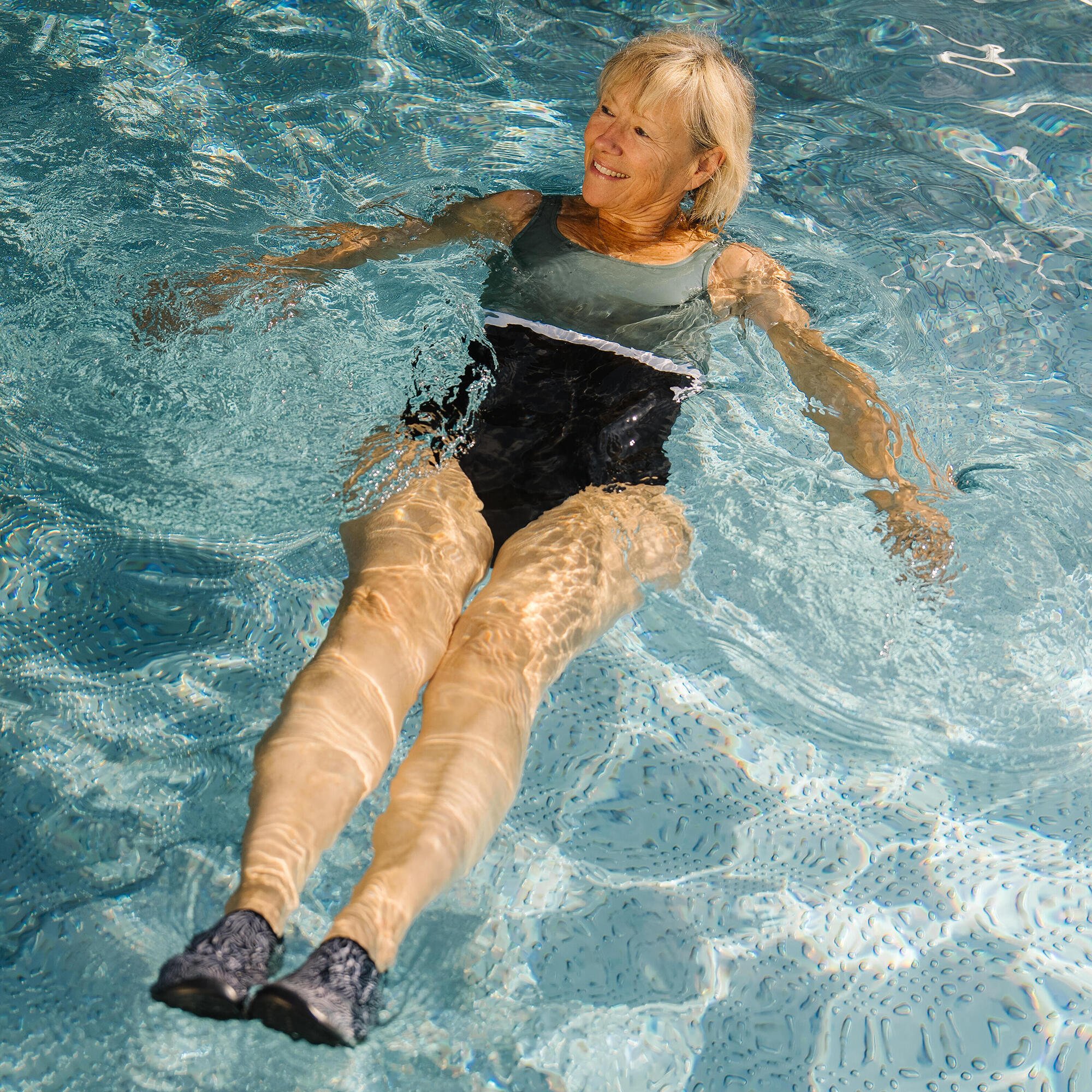 Maillot de bain 1 pièce natation femme, Heva li noir kaki 2/12