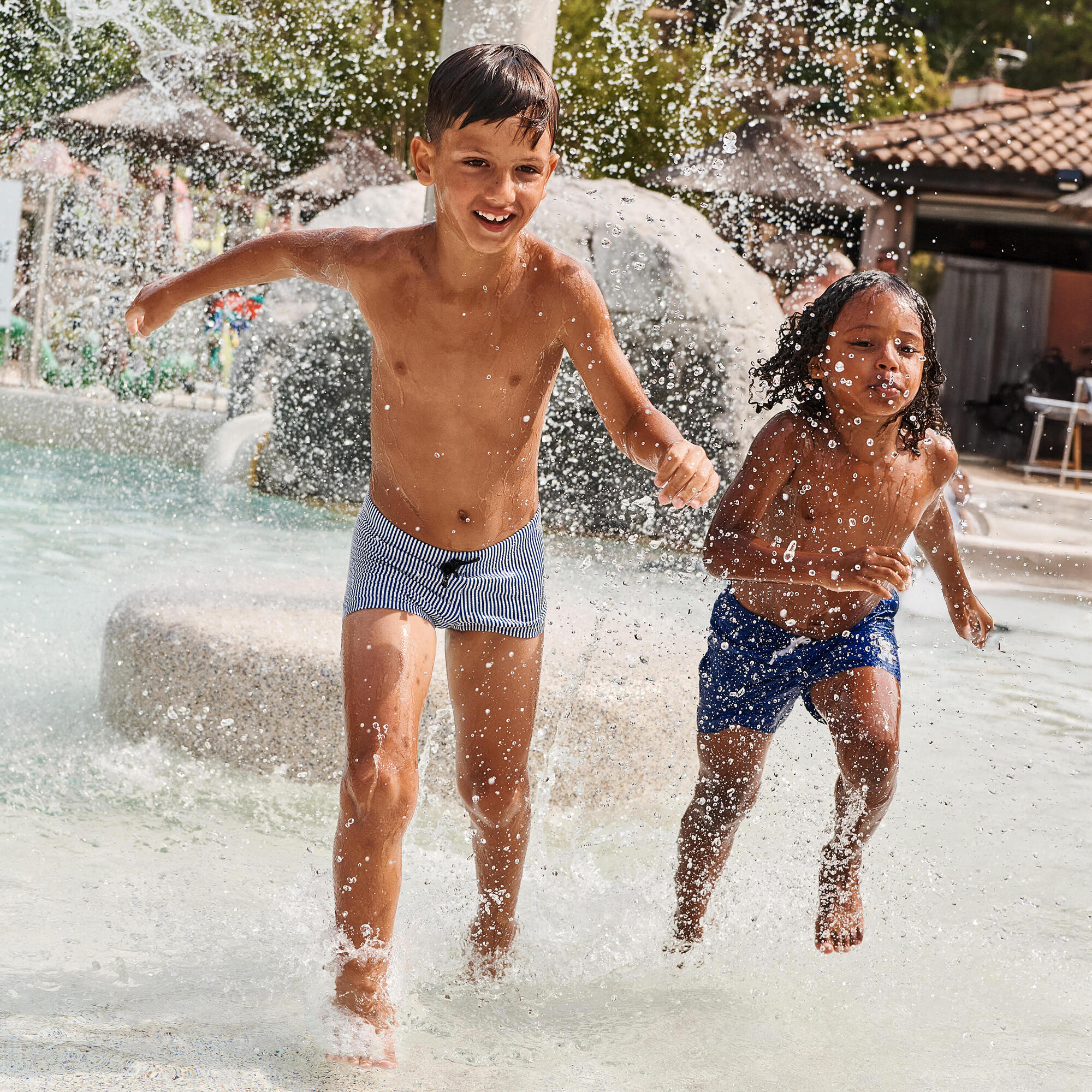 Bañador Niño Bóxer Natación Fiti Azul Rayas Texturizado 2/11