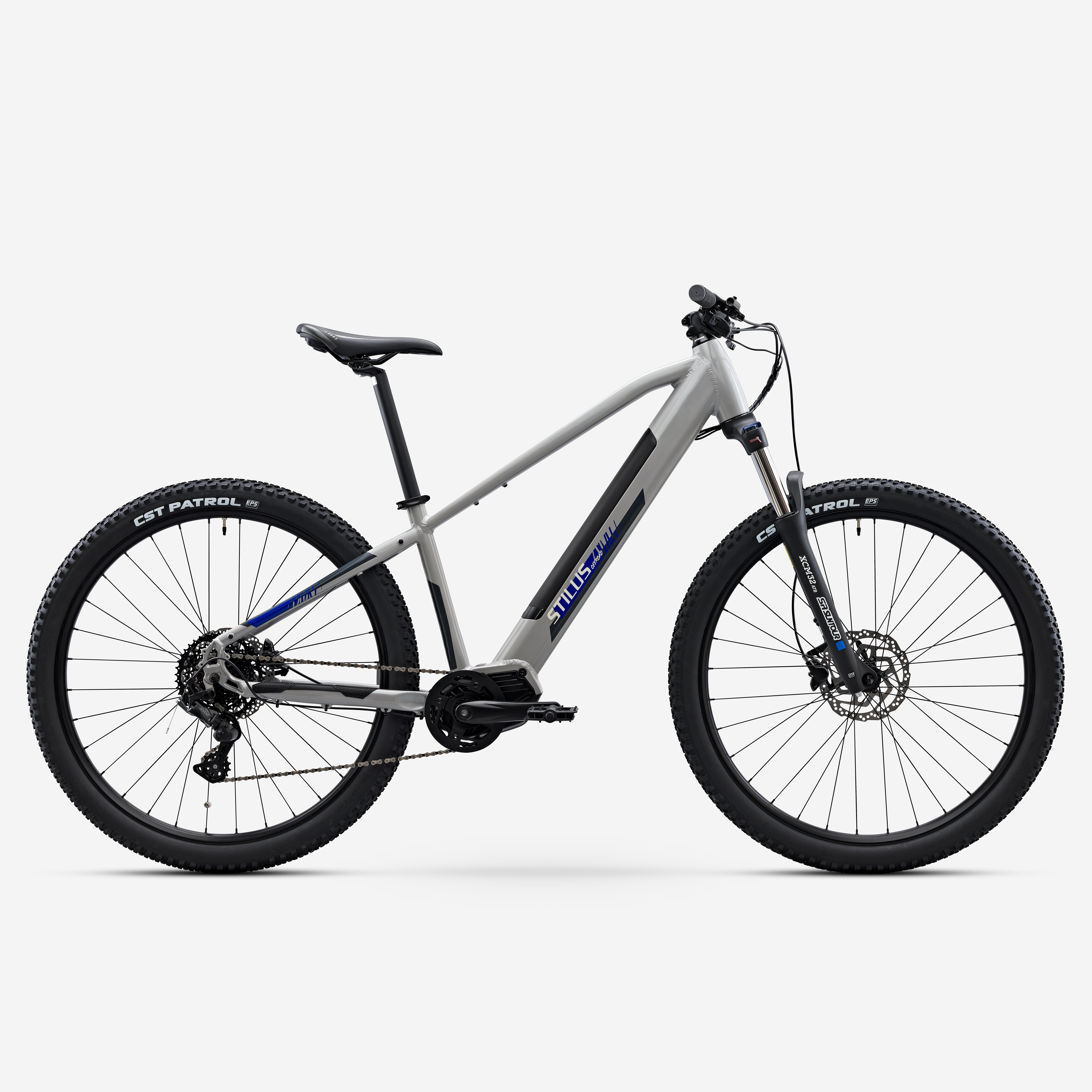 Bicicletă MTB electrică semi-rigidă drumeție Stilus Off Road Gri deschis